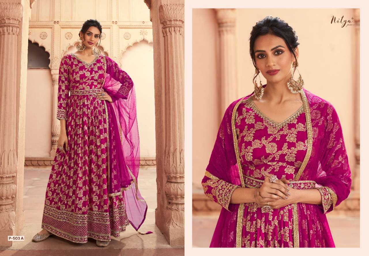 LT Fabrics Nitya 503 Colors Exclusive party Long Dress New Designs view 4