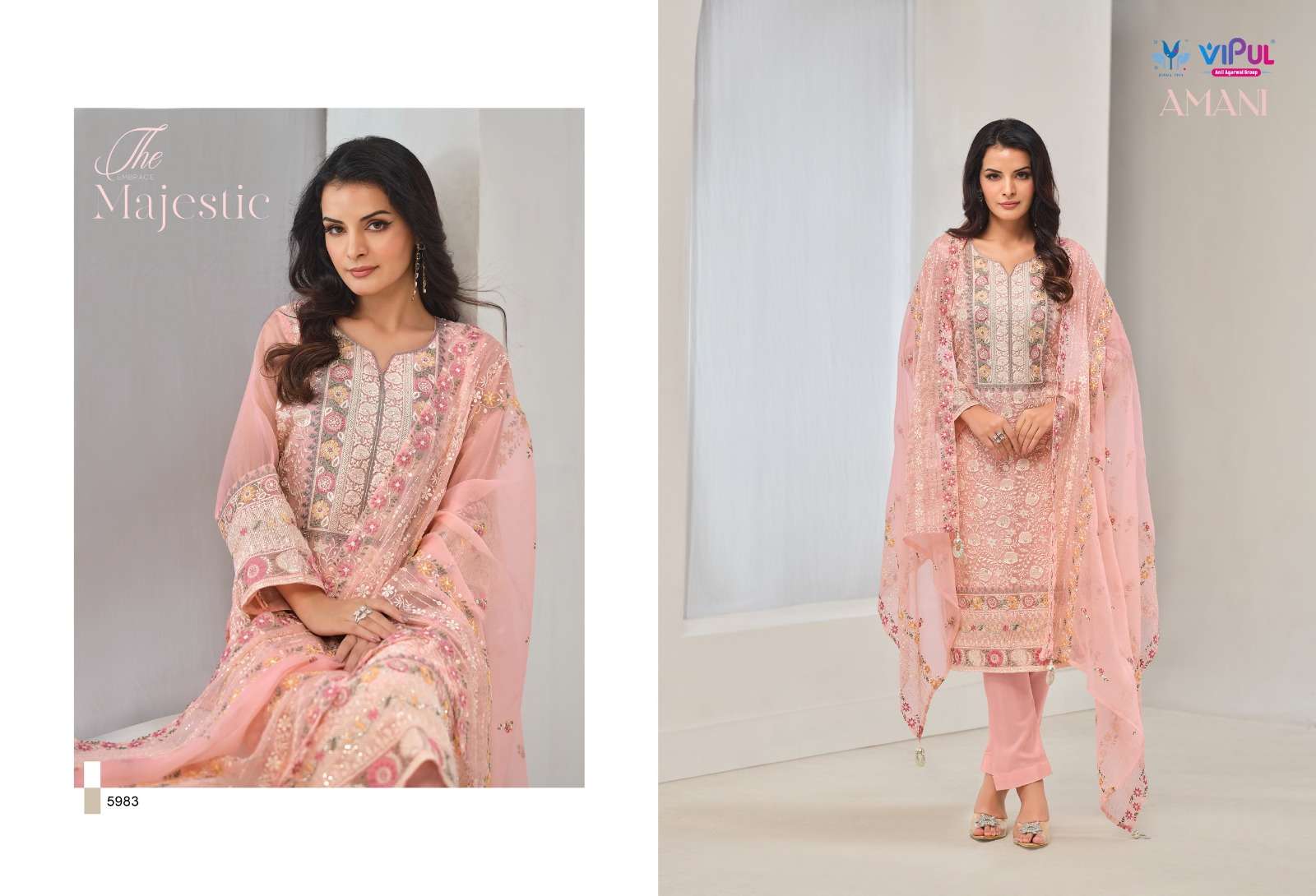 Vipul Fashion Amani 5981 To 5986 Designer Organza Partywear Suit view 6