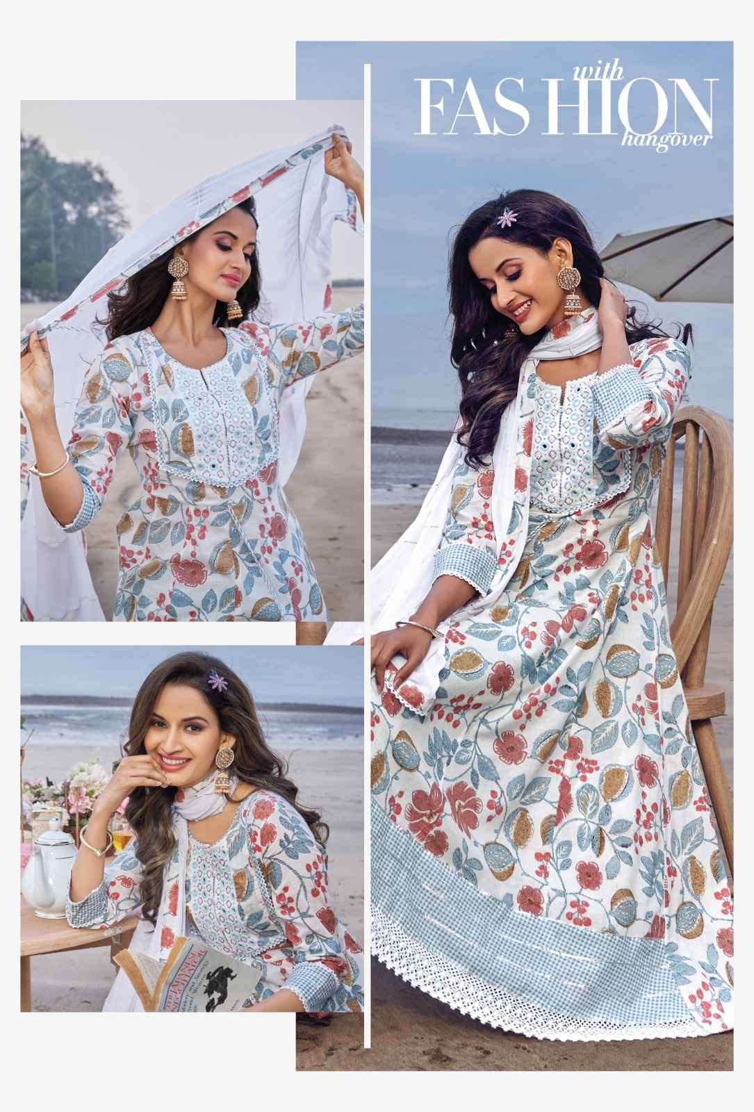 Hiva Mahek Pure Cotton Exclusive Anarkali Style Dress Combo Designs view 6