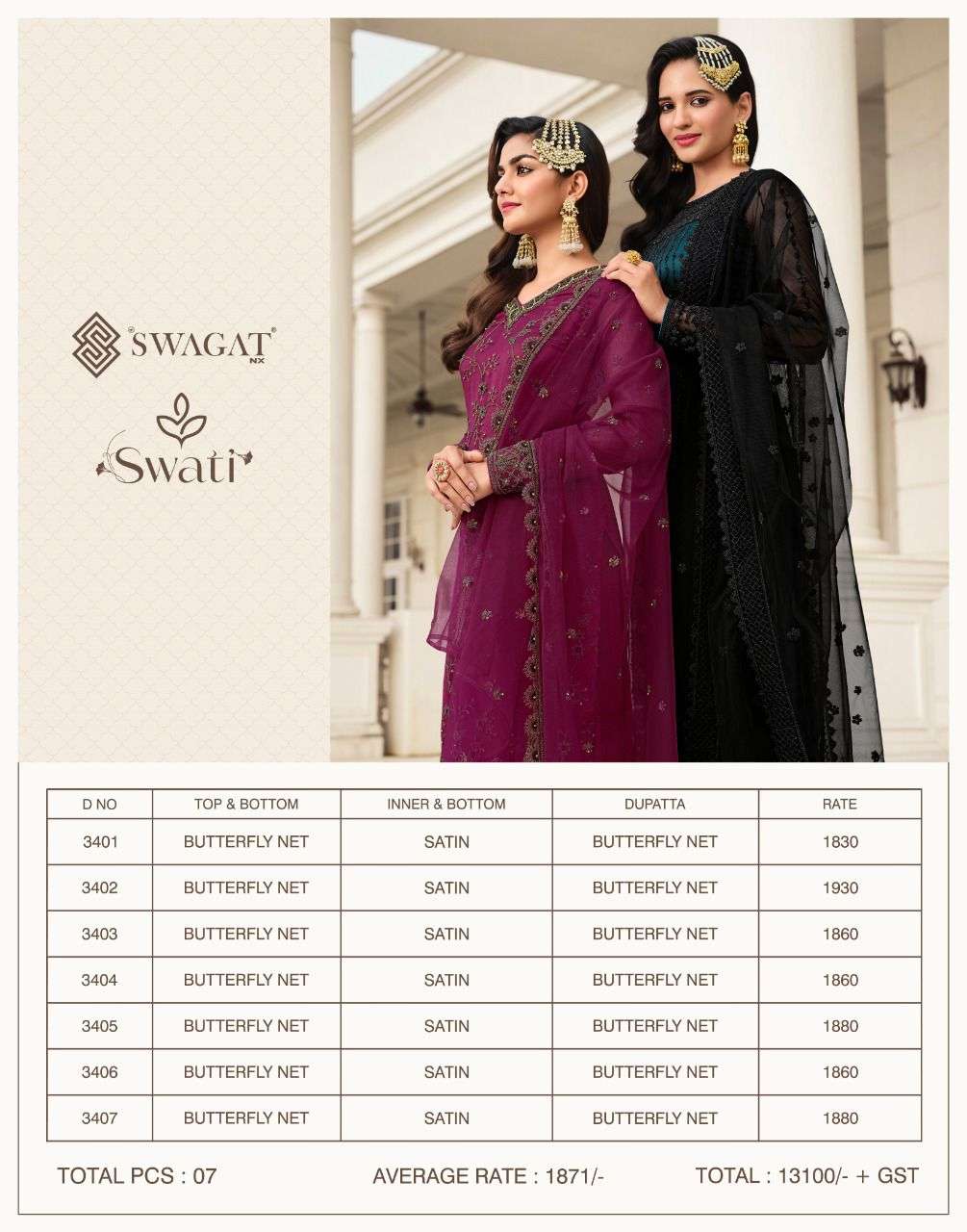 Swagat Swati 3401 to 3407 Designer party Wear Salwar kameez Collection view 12