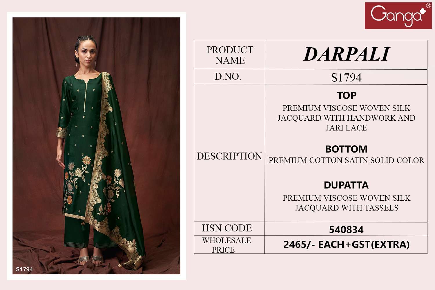 Ganga Darpali 1794 Partywear Jacquard Latest Designs Suit Collection view 4
