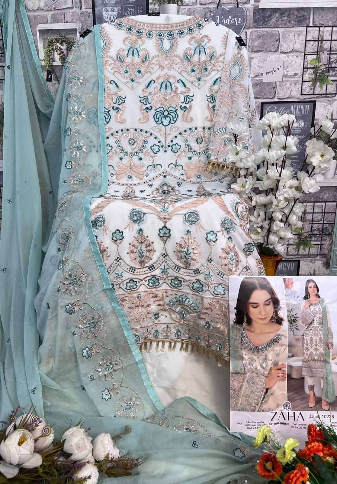 Zaha 10226 Pakistani Exclusive Designer Embroidered Dress Ensemble view 3