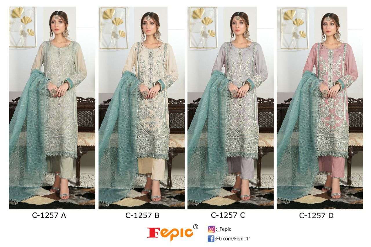 Fepic C 1257 Colors Georgette Embroidered Styles Pakistani Suit Catalog Exporter view 8