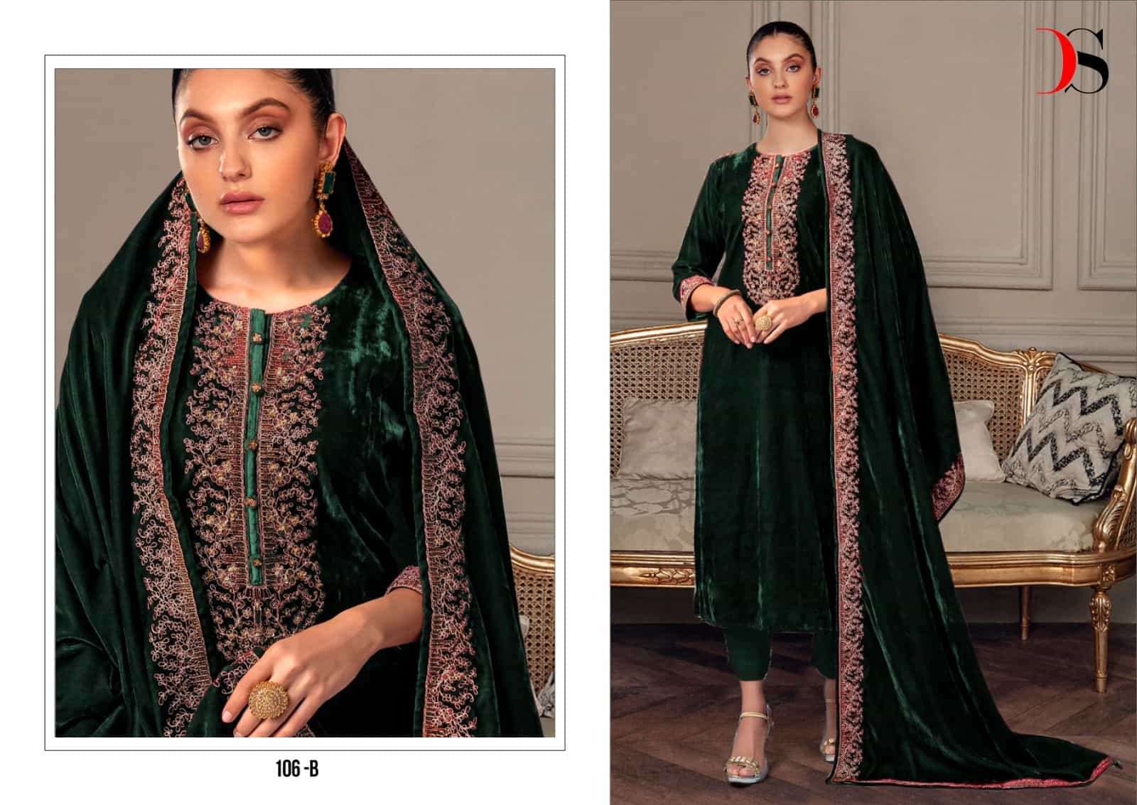 Deepsy 106 Colors Pakistani Festive Wear Style Velvet Salwar Suit Wholesalers view 3
