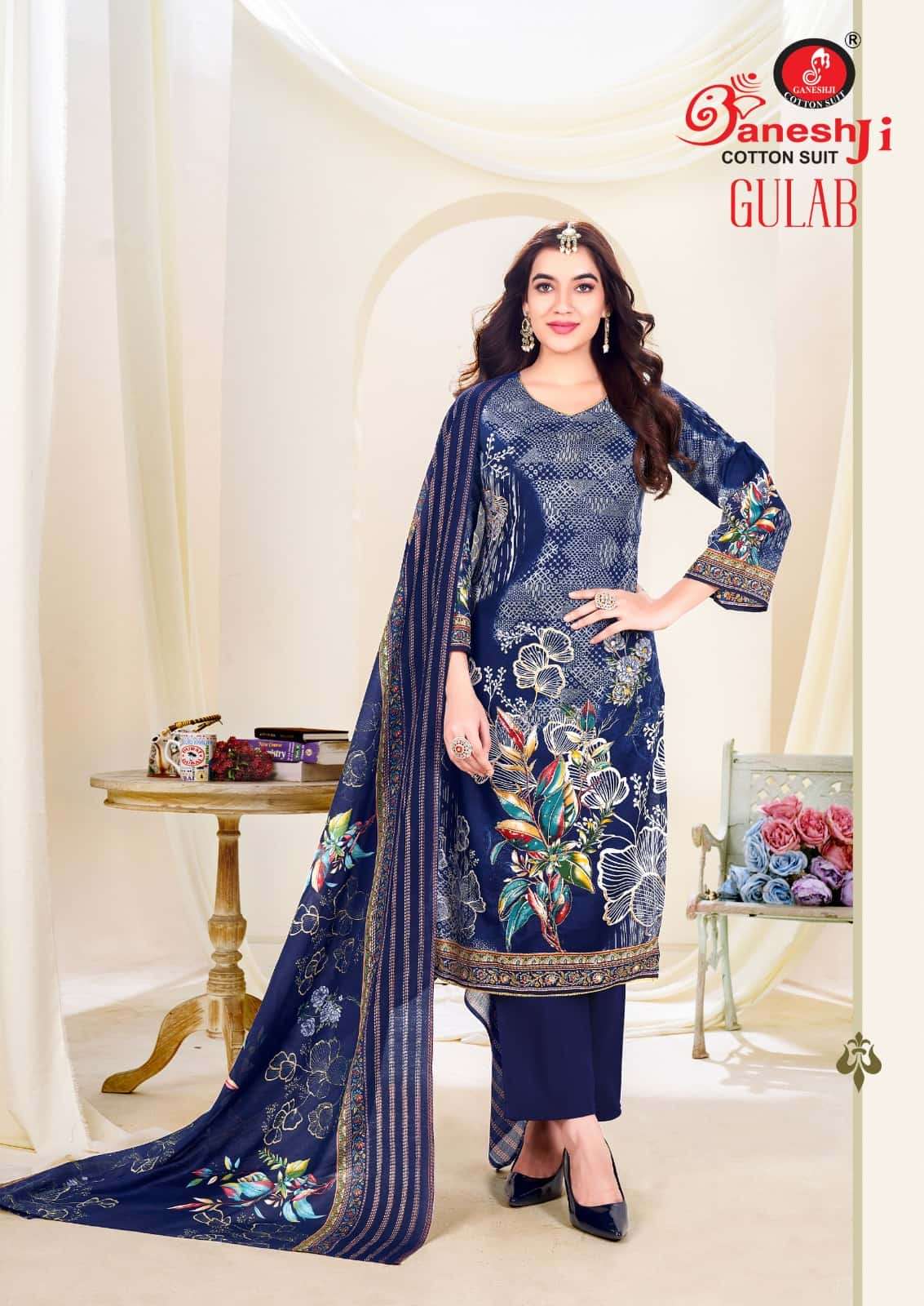 Ganeshji Gulab Vol 1 Unstitch Cotton Ladies Dress Catalog view 2