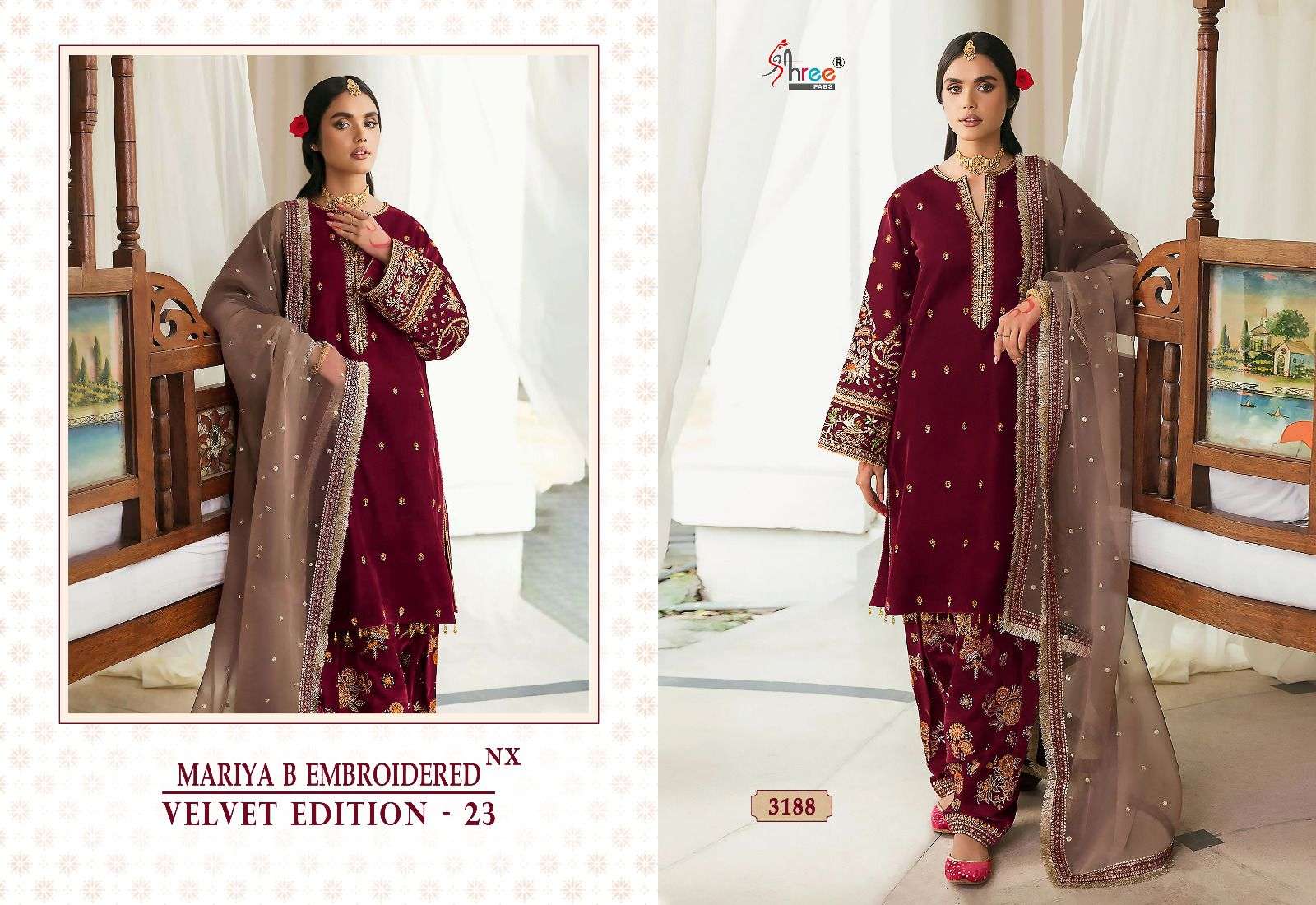 Shree Fabs Mariya B Embroidered Velvet Edition 23 Mini Nx Designer Velvet Suits Exporter view 5