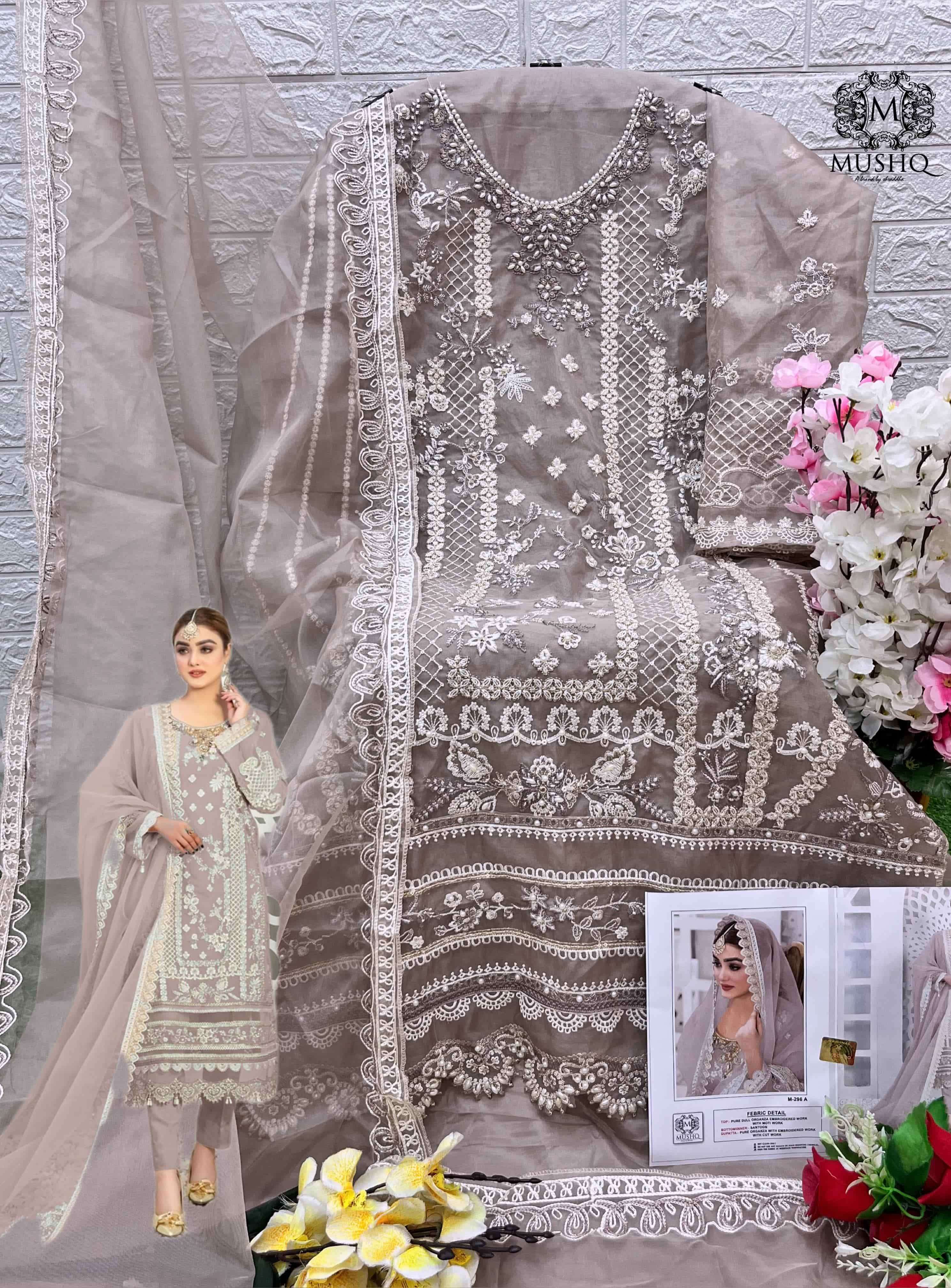 Mushq M-296 D Embroidered Organza Salwar Suit view 2