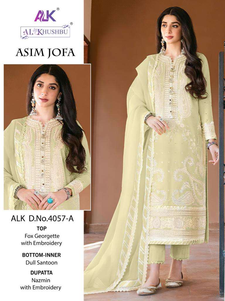 Al Khushbu Asim Jofa 4057 Colors Straight Style Pakistani Designer Suit view 2