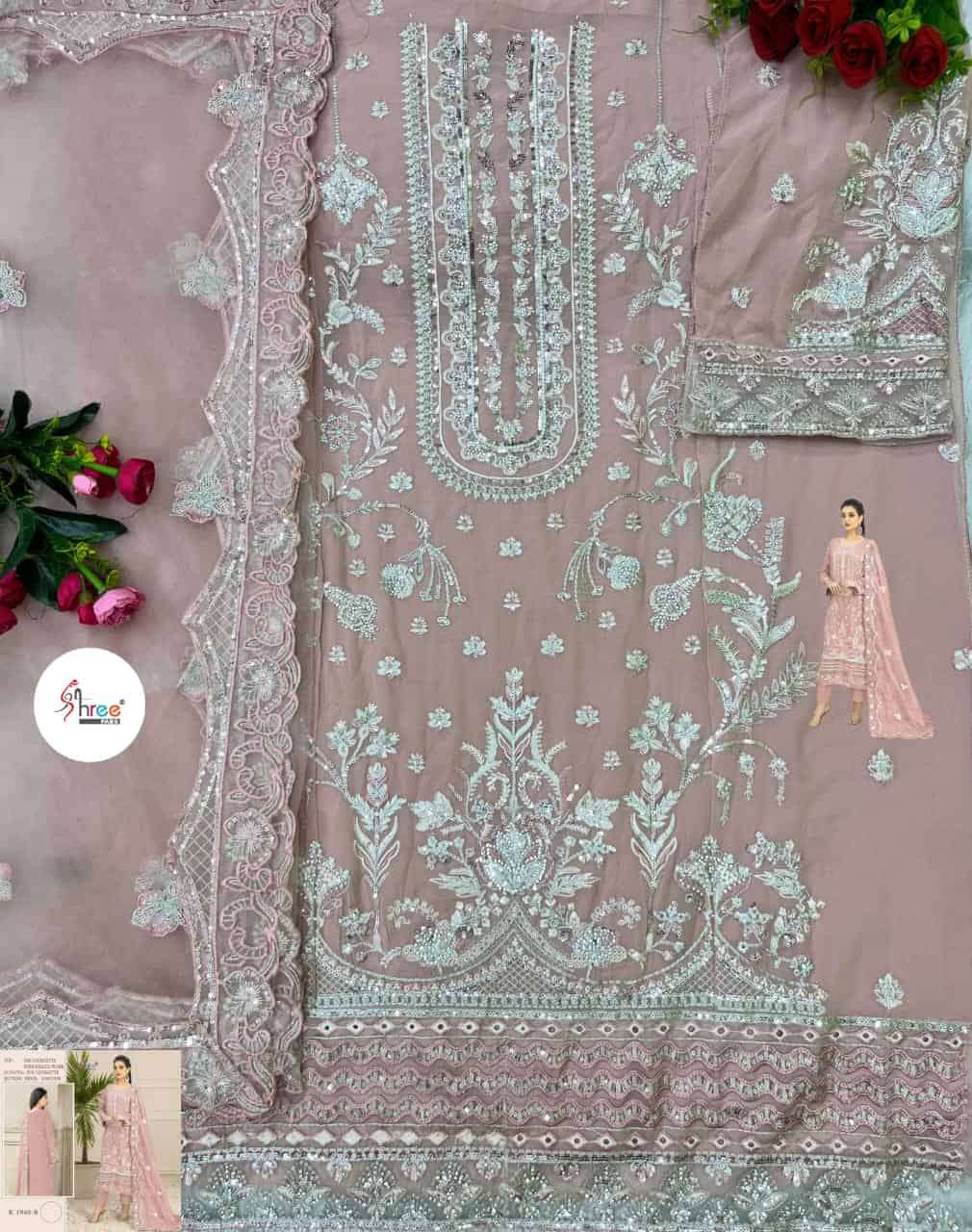 Shree Fabs K 1940 Colors Organza Designer Embroidered Pakistani Suit Wholesalers view 6
