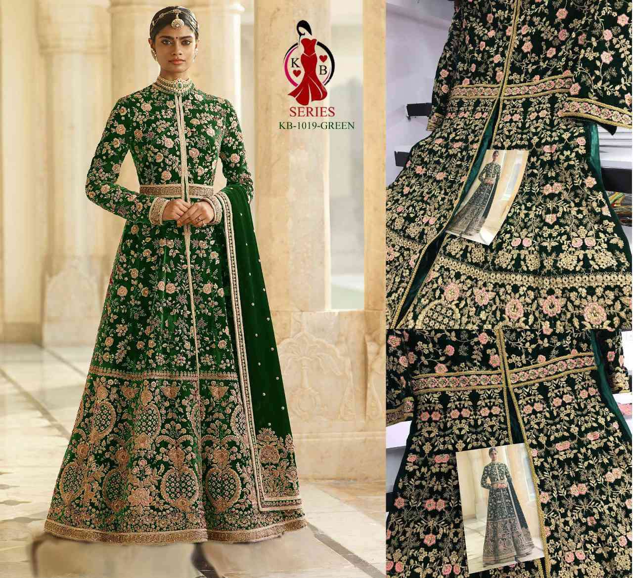 KB Series 1019 Colors Partywear Velvet Designer Indo Western Anarkali Dress view 6