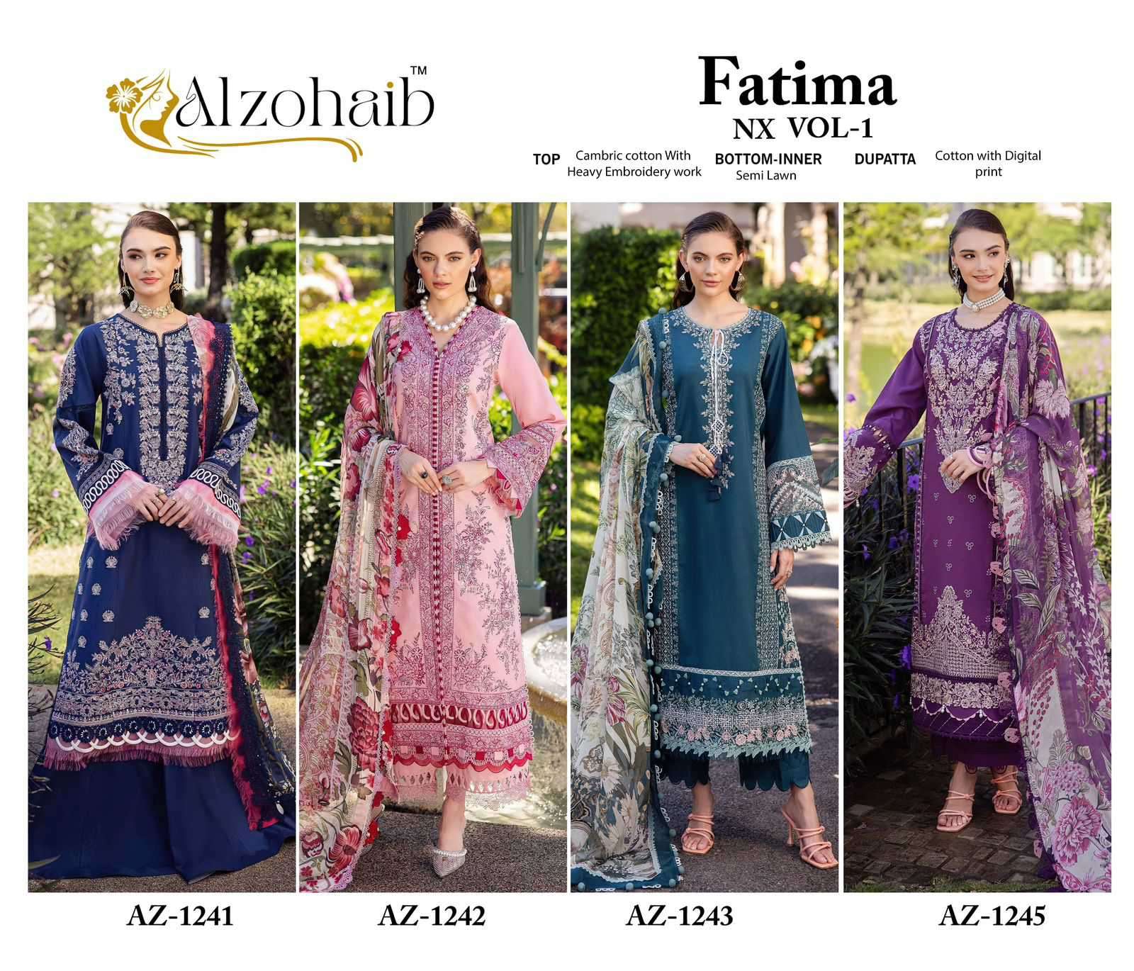Alzohaib Fatima Nx Vol 1 Cotton Printed Pakistani Suit view 9
