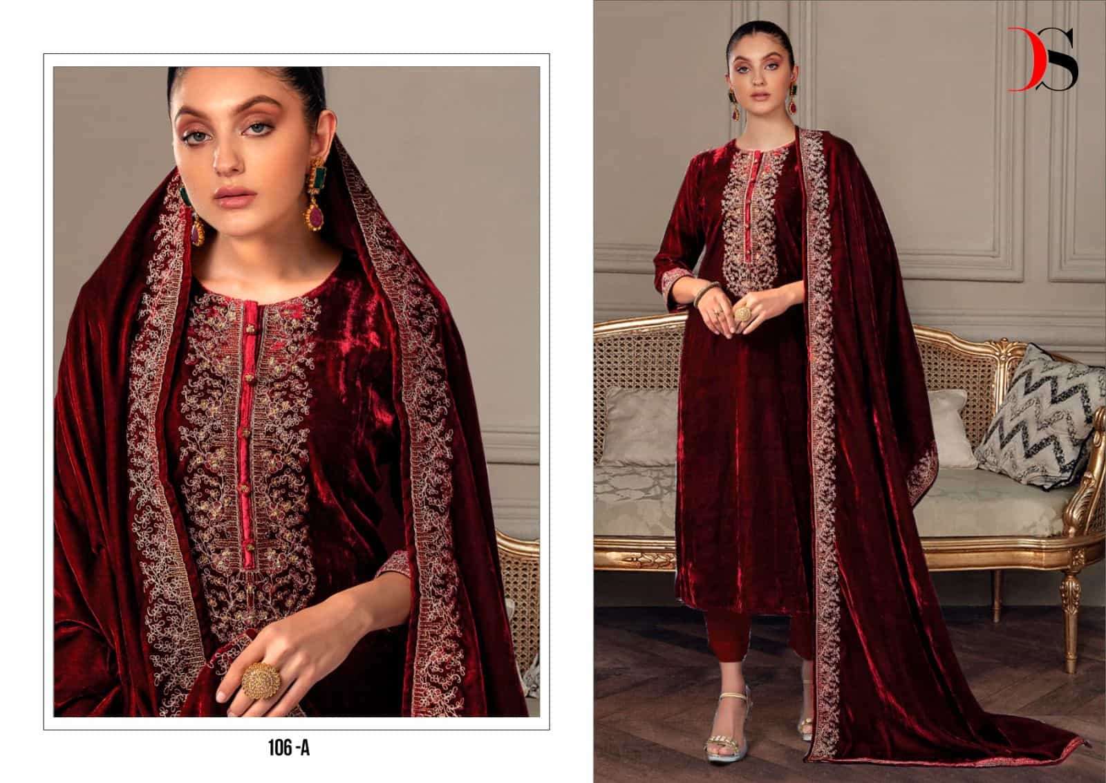 Deepsy 106 Colors Pakistani Festive Wear Style Velvet Salwar Suit Wholesalers