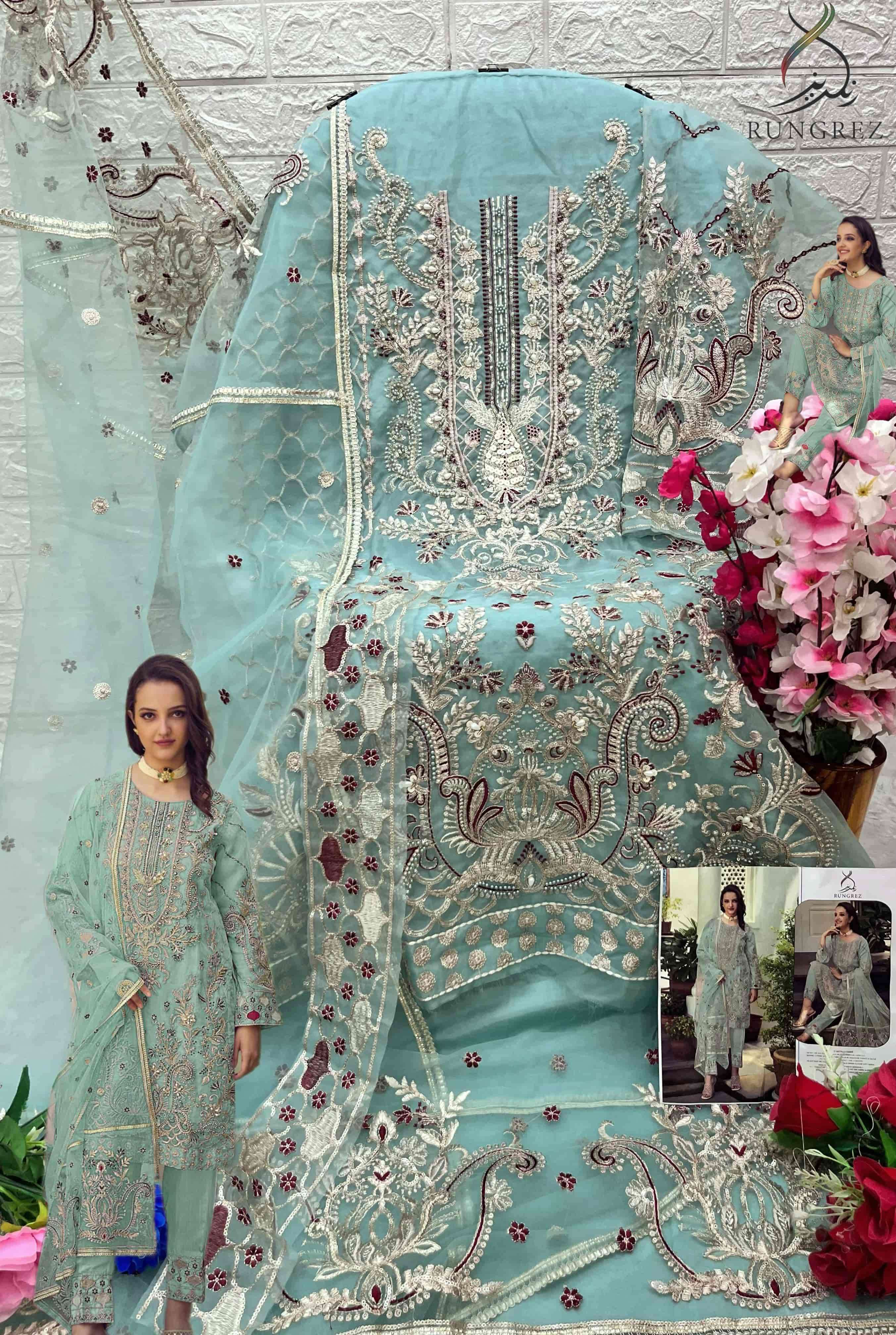 Rungrez 5019 B Embroidered Unstitched Salwar Suit view 2