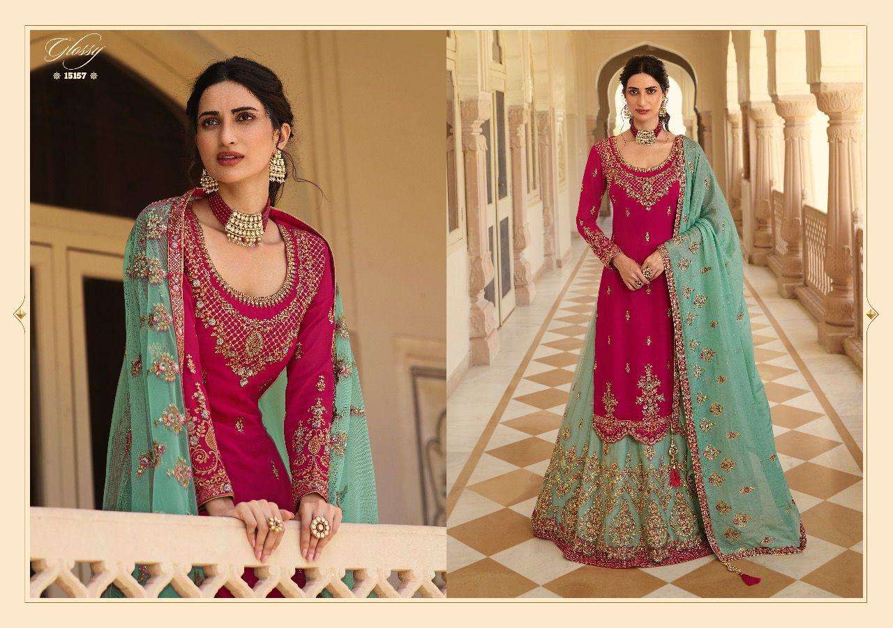 Glossy Rubaab Lehenga Style Salwar Kameez view 10