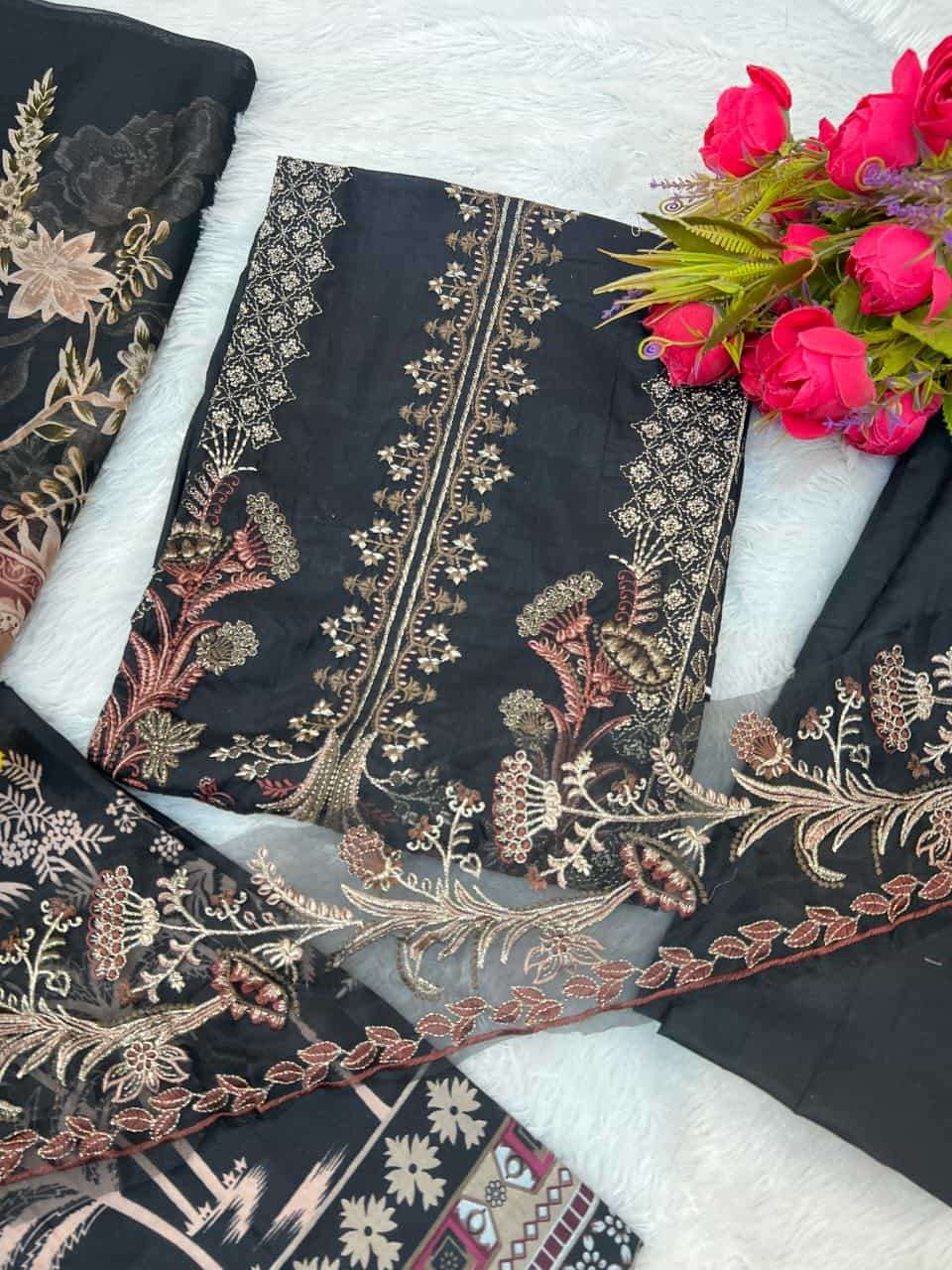 Aasha Designer 1065 Colors Chevron Summer Collection Designer Embroidered Dress Exporter view 12