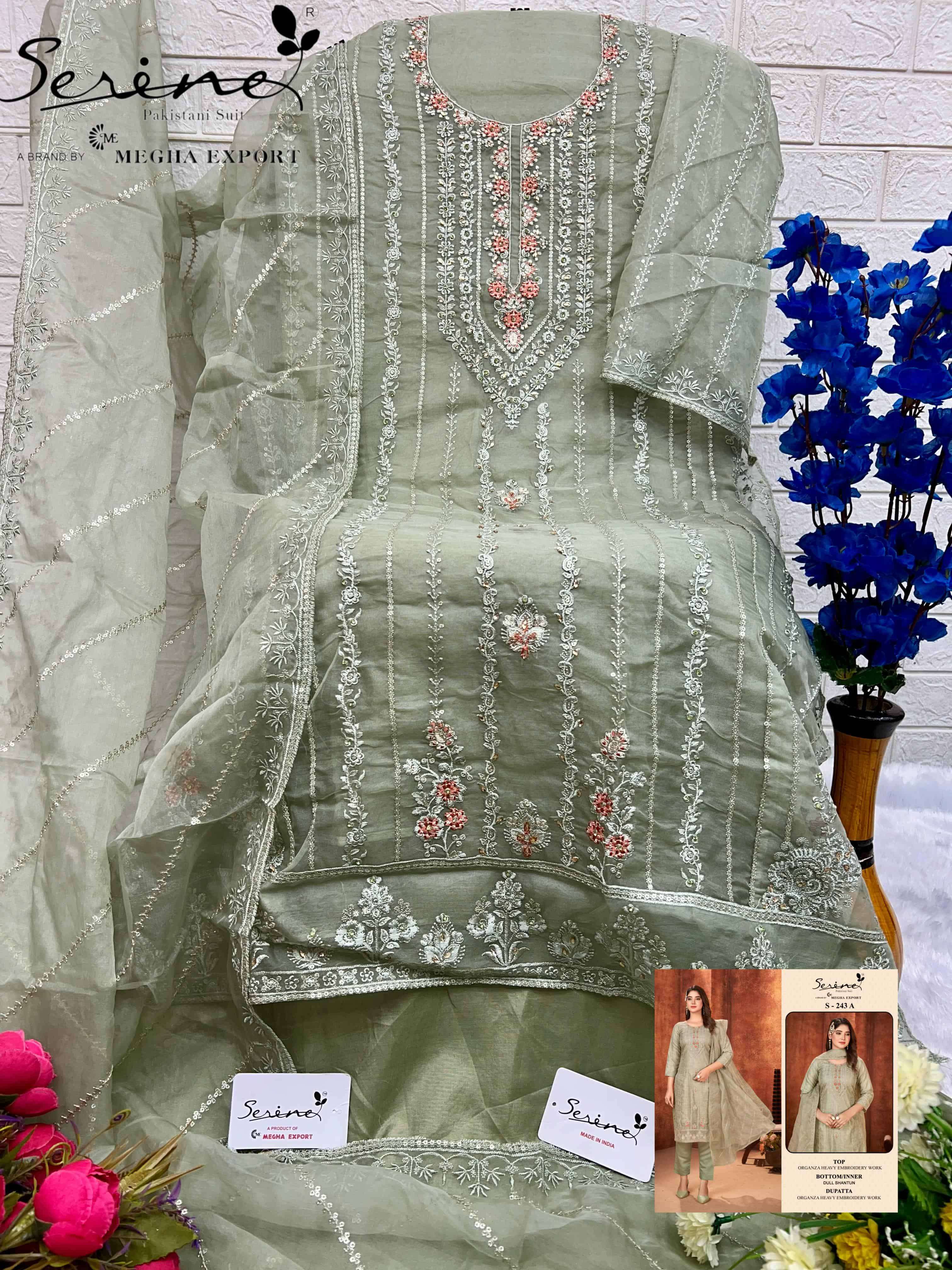 Serine S 243 A Organza Embroidered Pakistani Salwar Kameez Exporter view 2