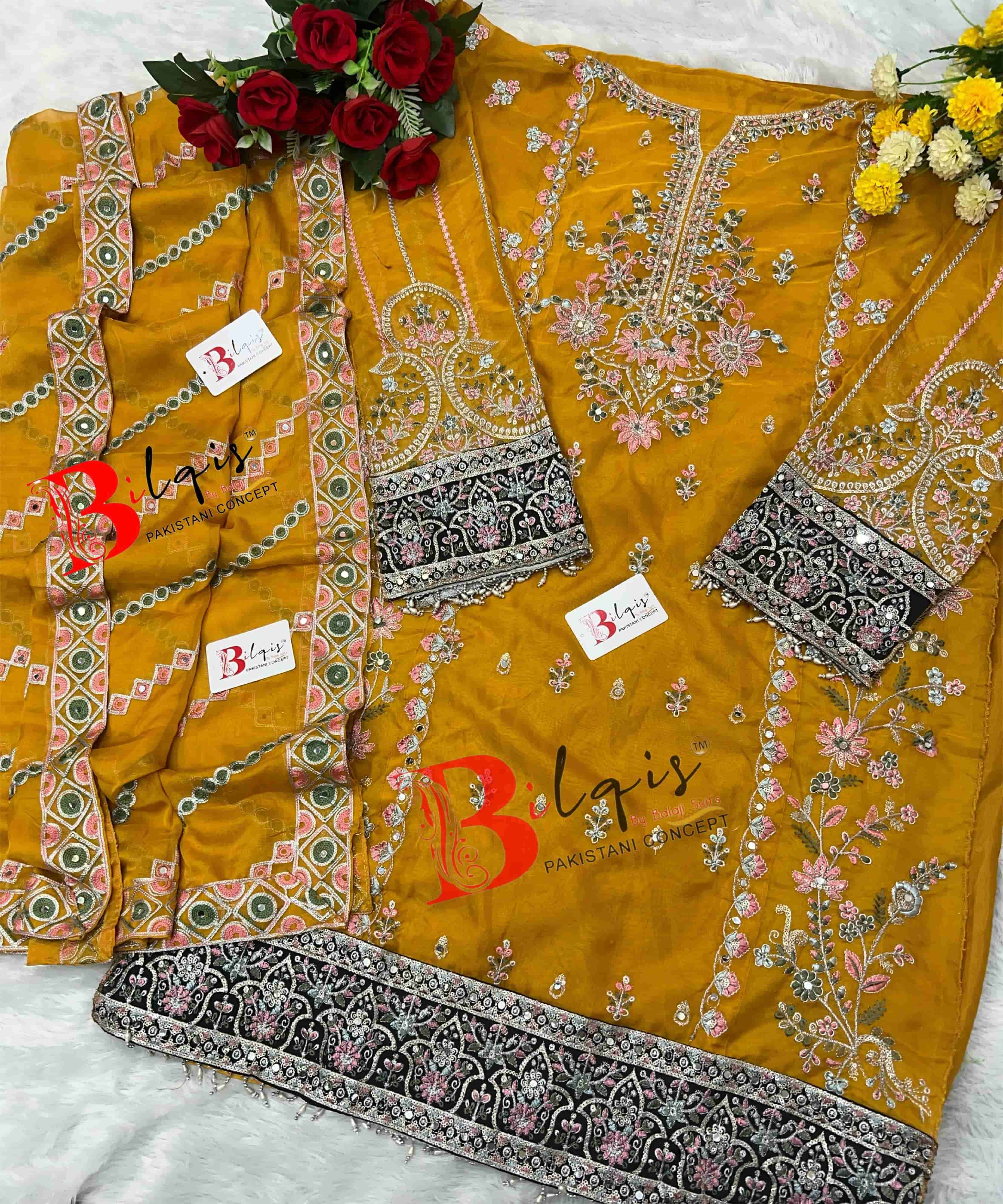 Bilqis B-09 Embroidered Organza Pakistani Suit