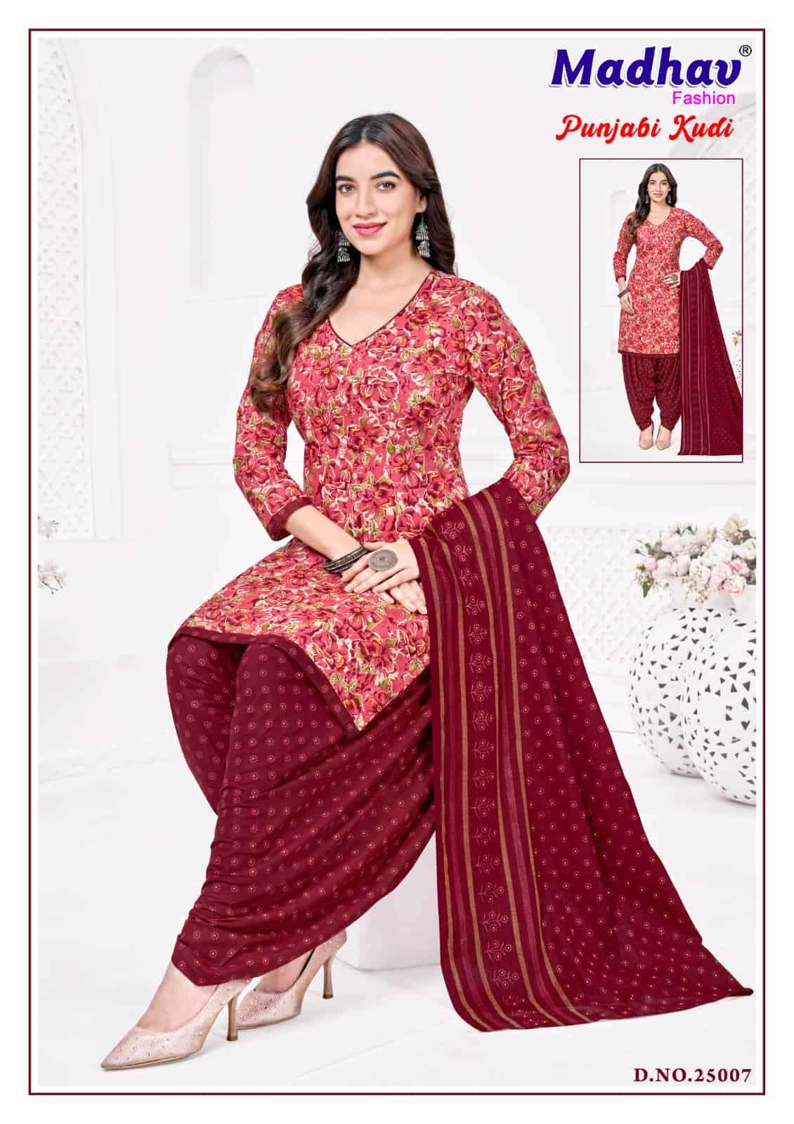 Madhav Fashion Punjabi Kudi Vol 25 Unstitch Cotton Salwar Suit Exporters view 10