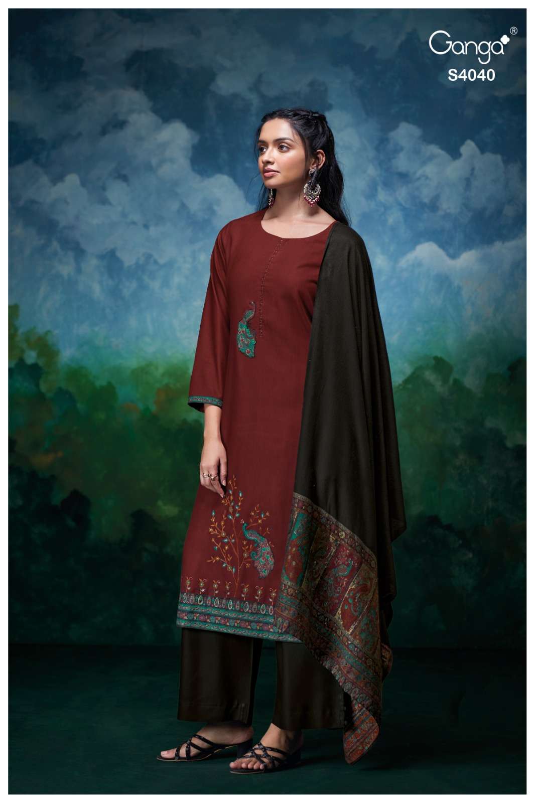 Ganga Fashion Blyra 4040 Latest Designs Pure Pashmina Suits Winter Collection view 2