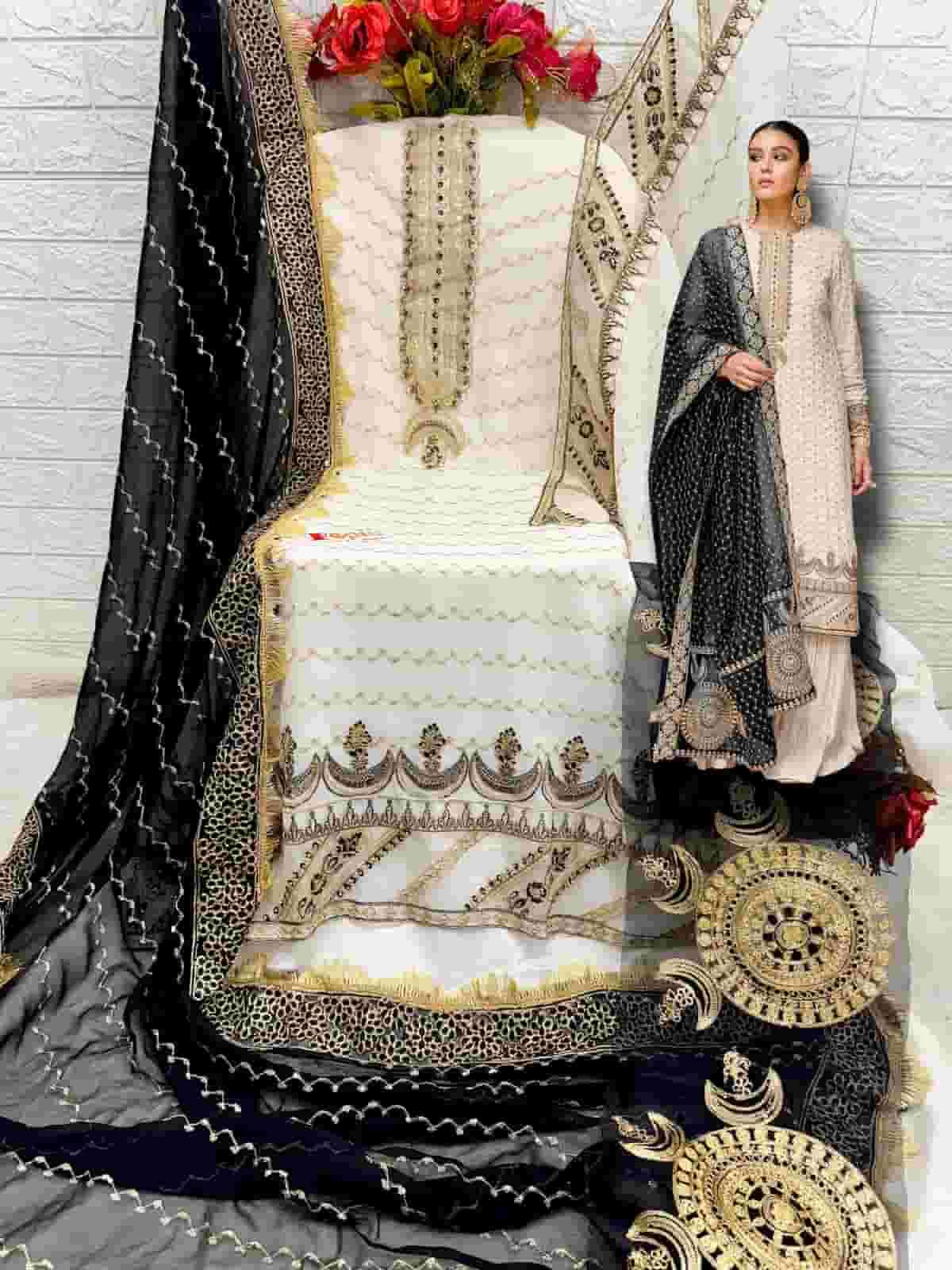 Fepic C 1895 A Pakistani Style Designer Georgette Embroidered Suit Exporter view 2