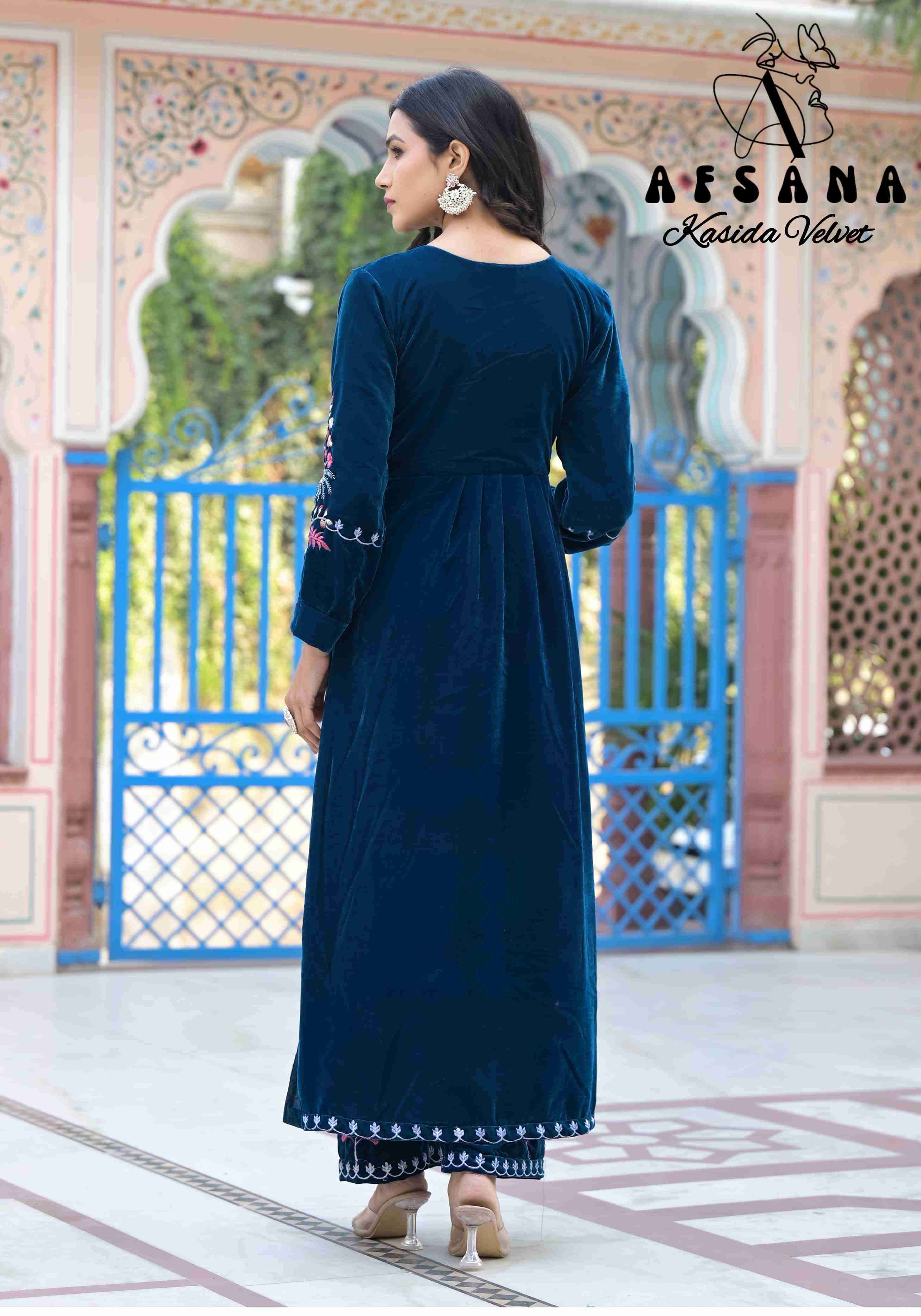 Afsana Kasida Velvet Nx New Designs Velvet 3 Piece Pair Festive Collection