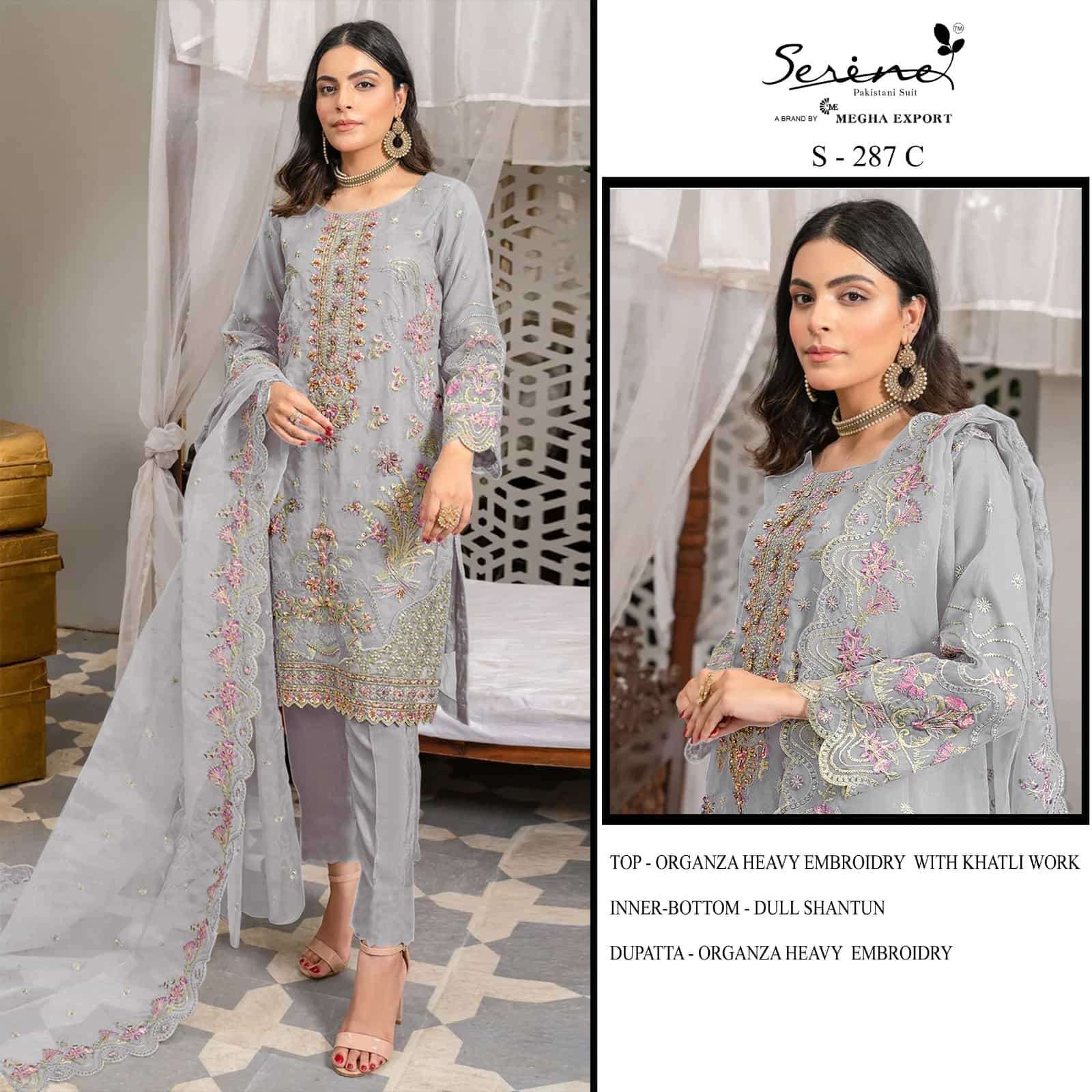 Megha Export S 287 Colors Organza Unstitched Pakistani Dress Glamour view 3