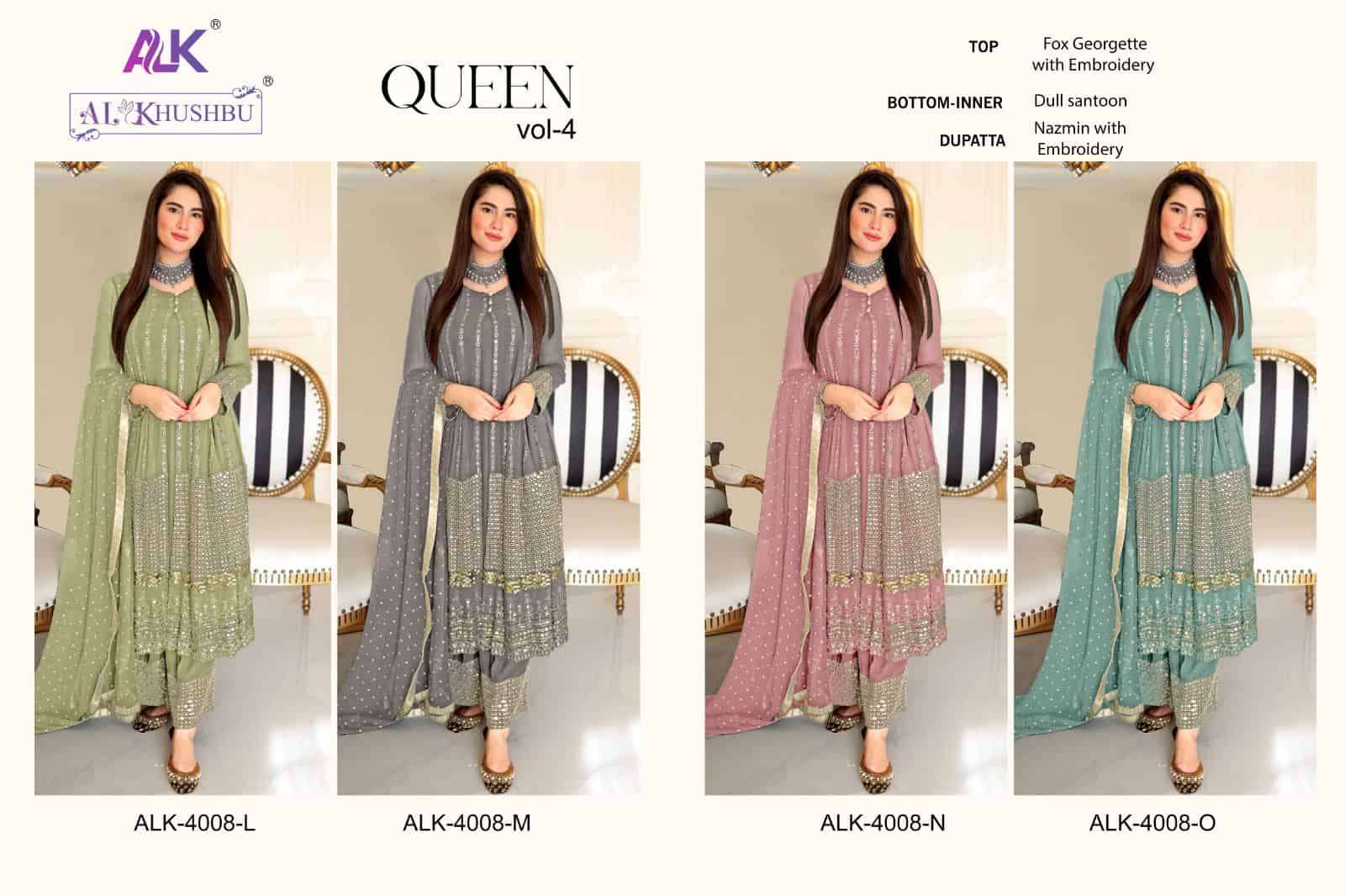 AL Khushbu Queen Vol 4 4008 Colors Pakistani Festive Wear Suit Wholasaler view 9