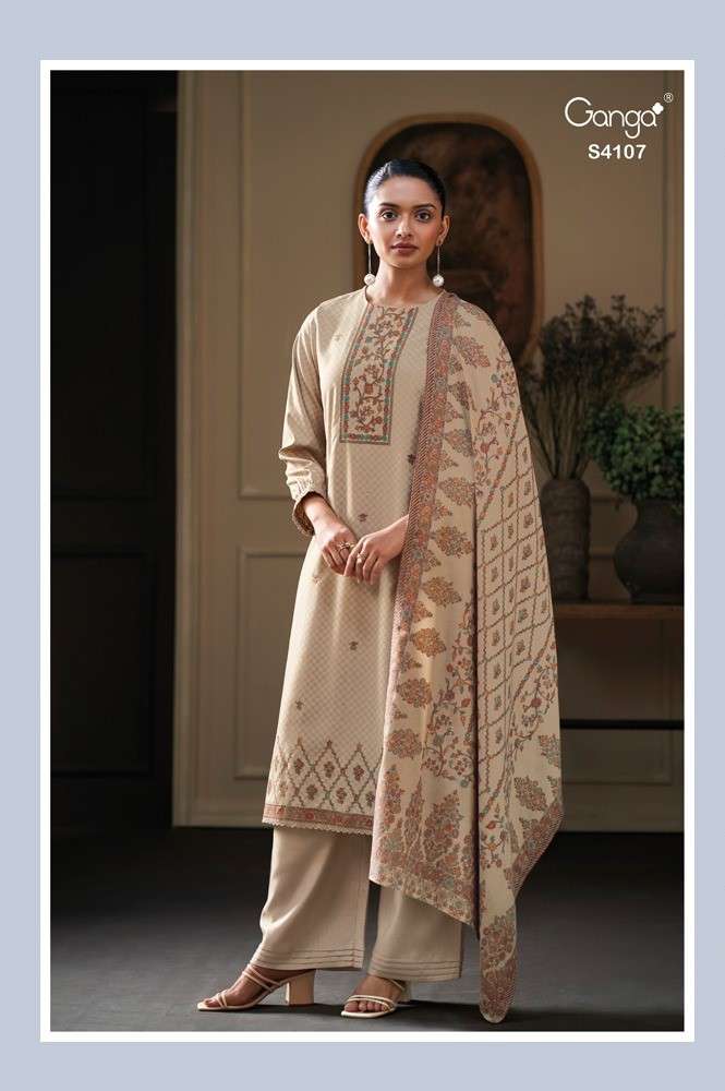 Ganga Fashion Ruhyna 4107 Pure Pashmina Suit Winter Collection Online view 2