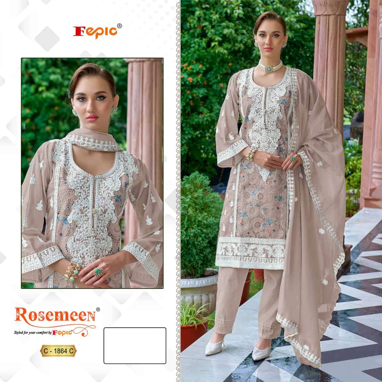 Fepic C 1864 C Organza Embroidered Designer Salwar Kameez Collection
