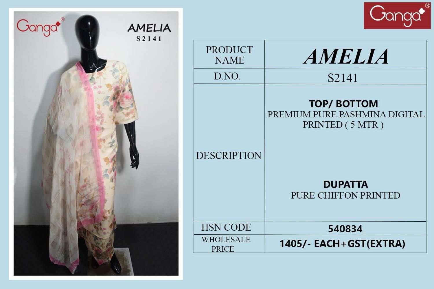 Ganga Amelia 2141 Winter Wear Fancy Pashmina Ladies Suits view 3