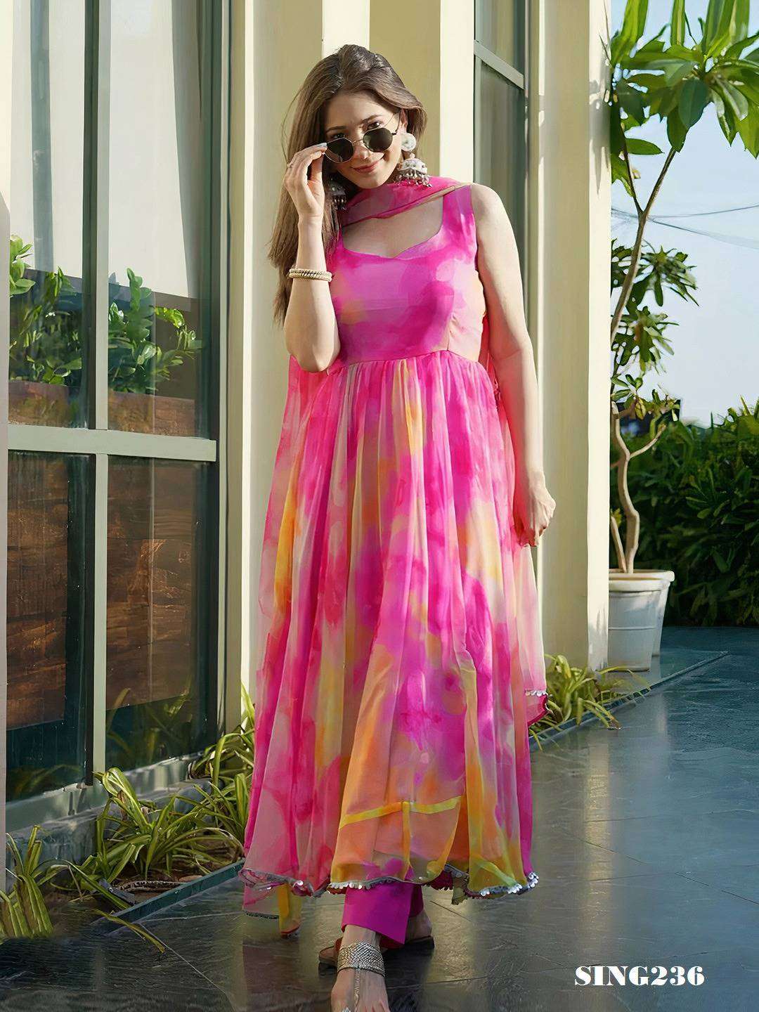 Arya Designs Sing236 Fancy Organza Traditional Dress New Arrivals view 2