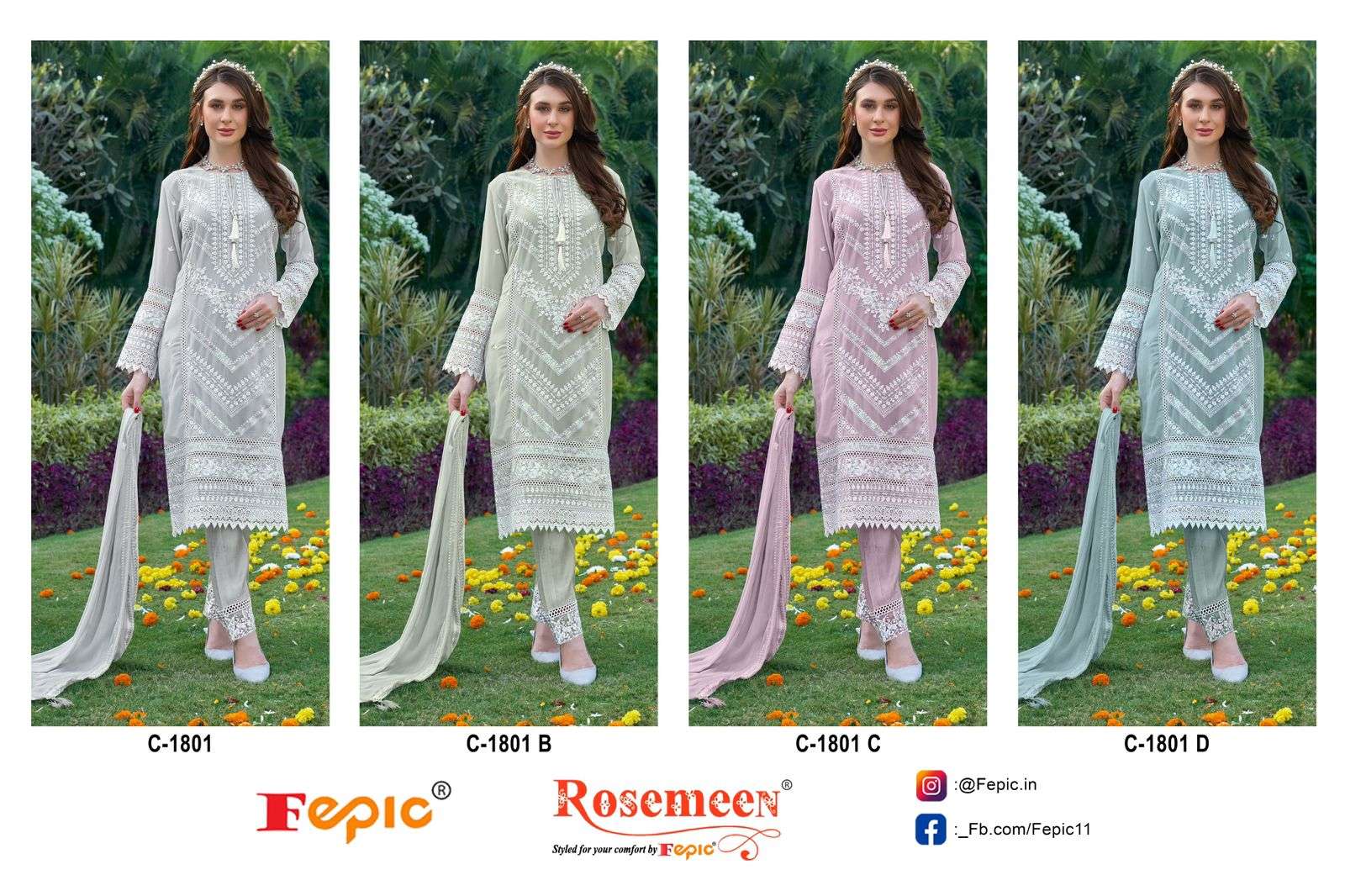 Fepic C 1801 Colors Fancy Embroidered Georgette Pakistani Suit view 8