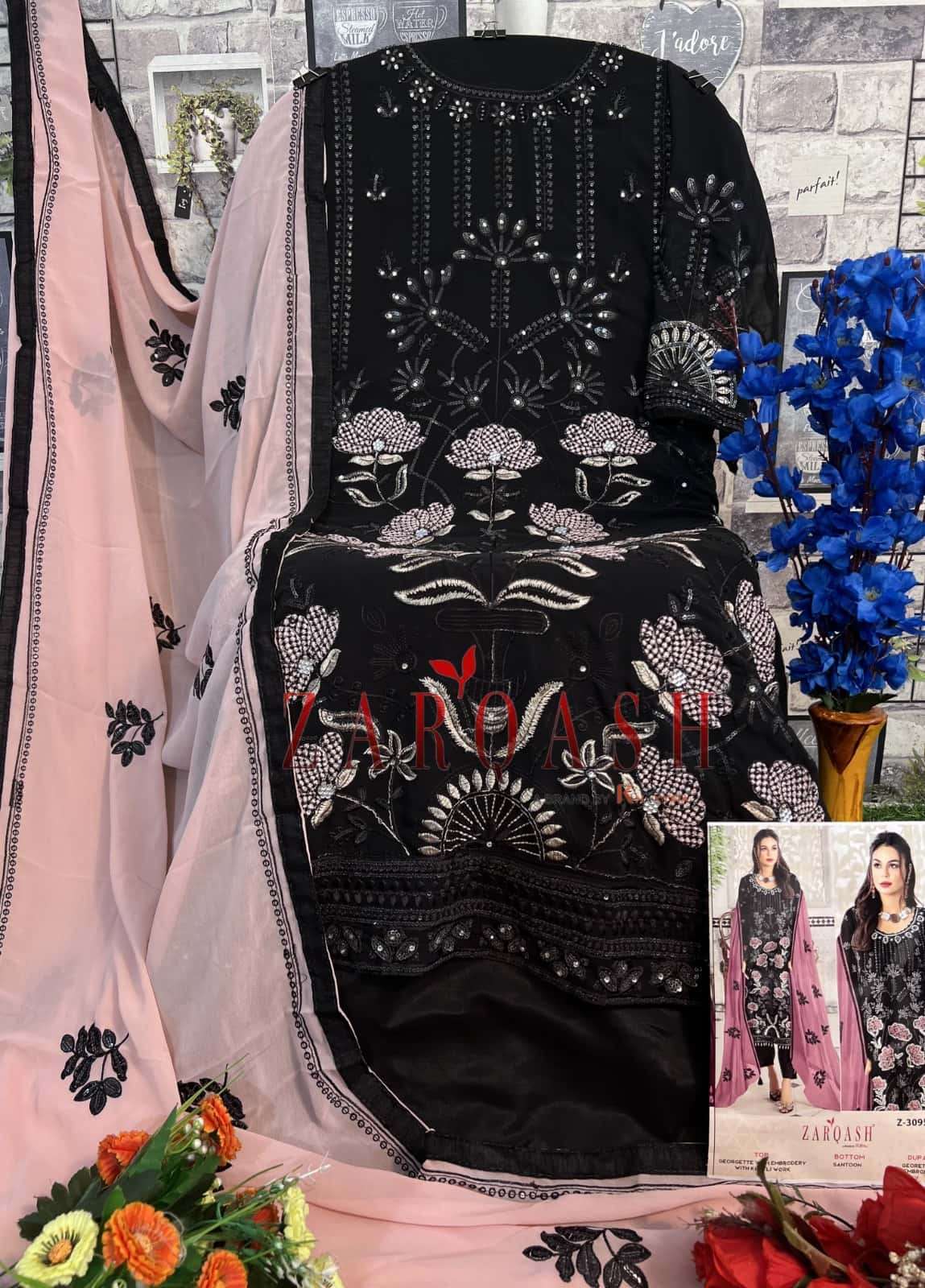 Zarqash Z 3095 Colors Pakistani Embroidered Designer Salwar Suit Wholesalers view 8