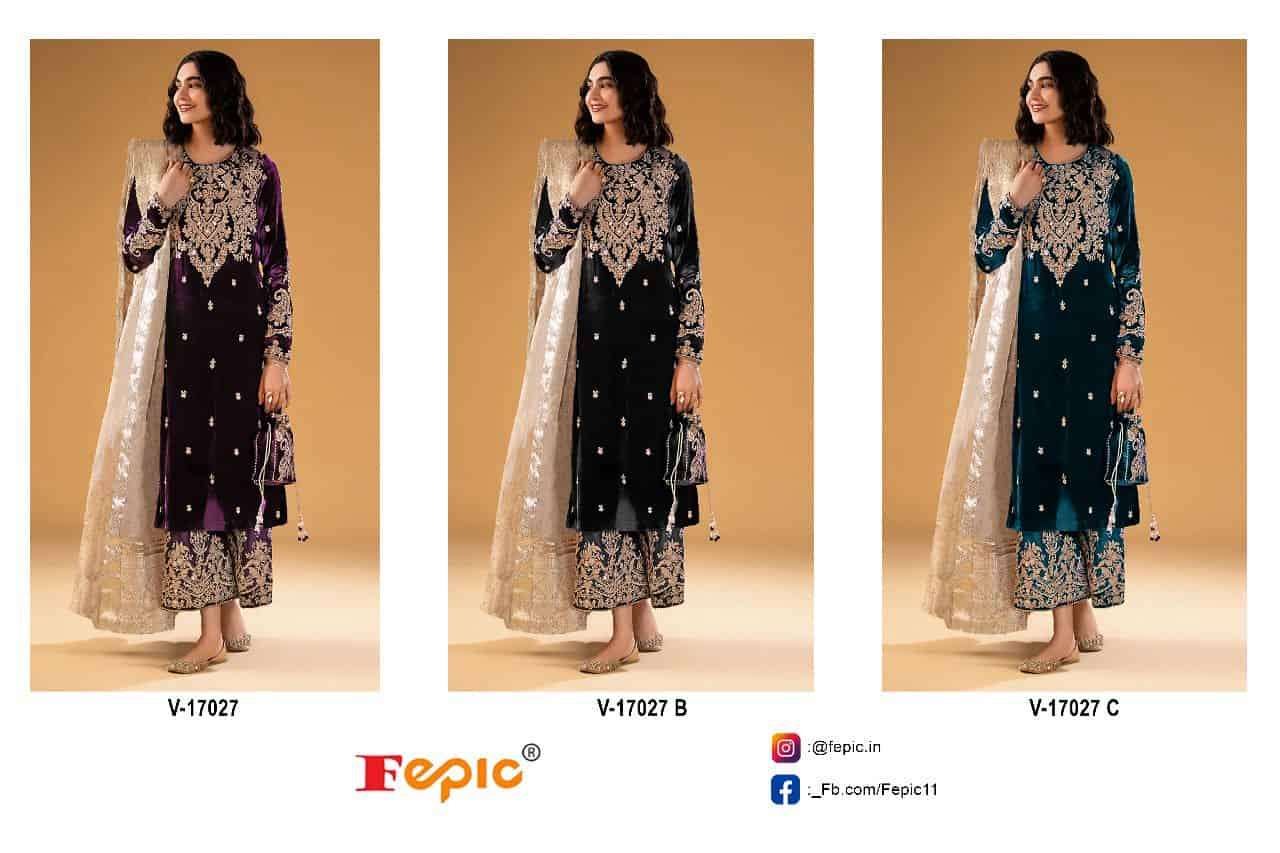 Fepic V 17027 Colors Festive Wear Style Heavy Designer Velvet Suit Online view 4