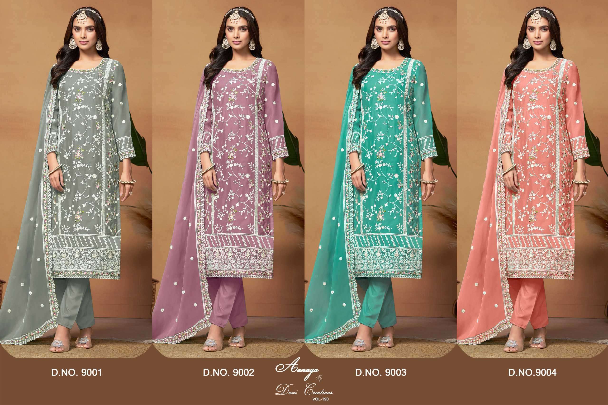 Aanaya Vol 190 9001 To 9004 Designer Work Organza Dress view 8