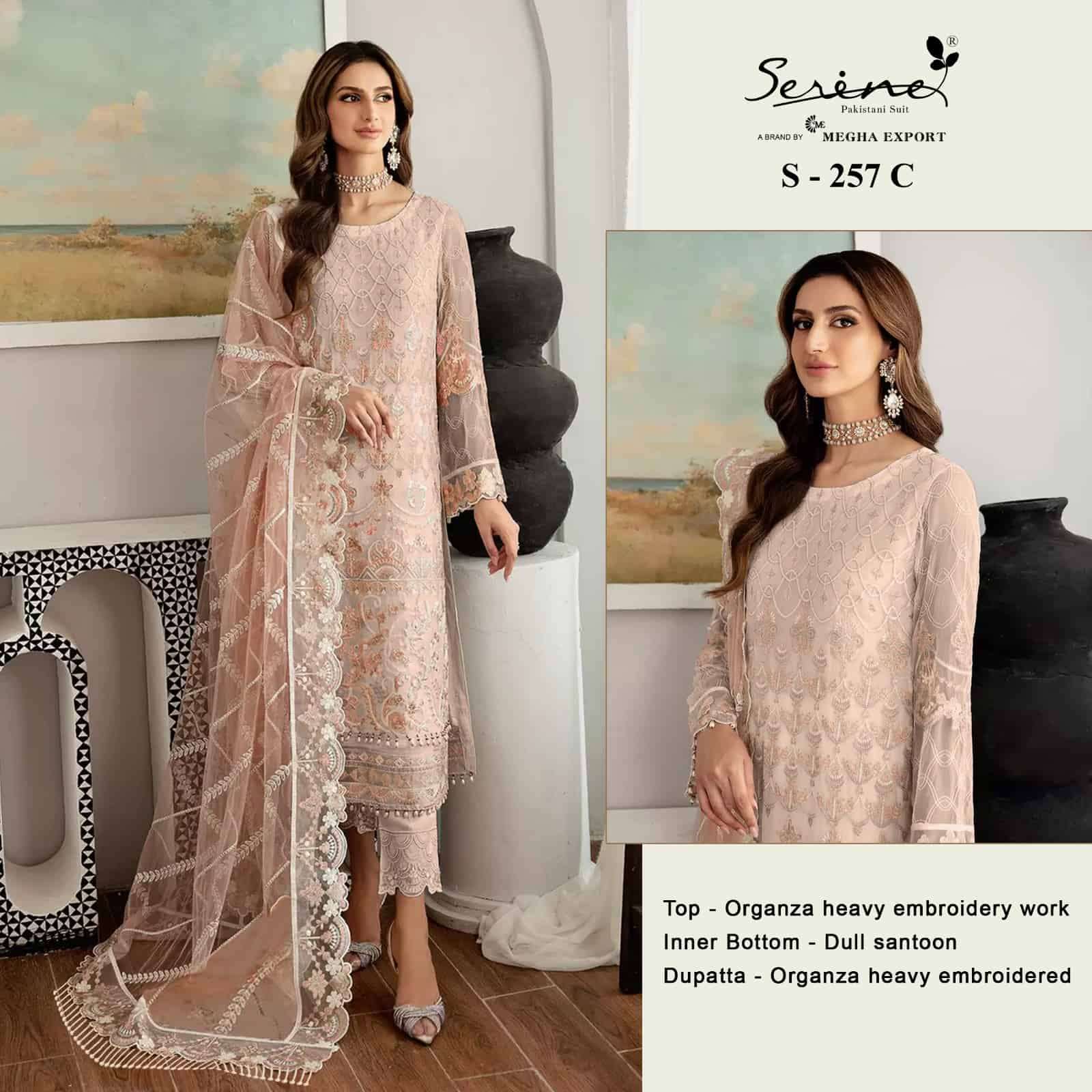 Megha Export S 257 Colors Pakistani Organza Embroidered Dress Collection view 2