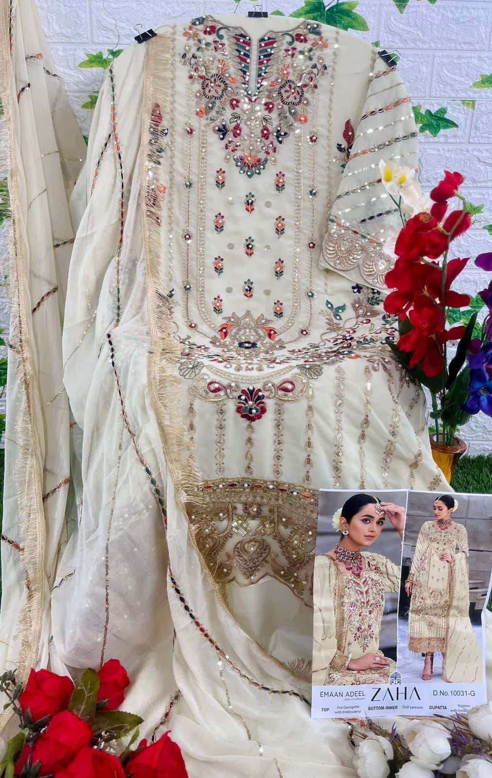 Zaha Emaan Adeel 10031 Colors Pakistani Designer Suit Wholasaler view 4