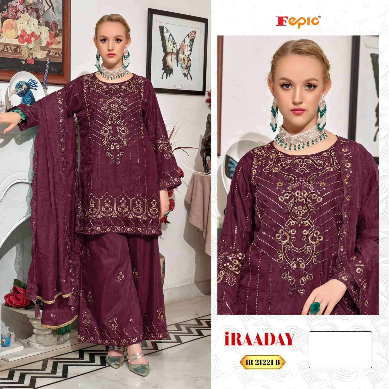 Fepic IR 21221 Colors Pakistani Style Organza Embroidered Salwar Suit Collection view 2