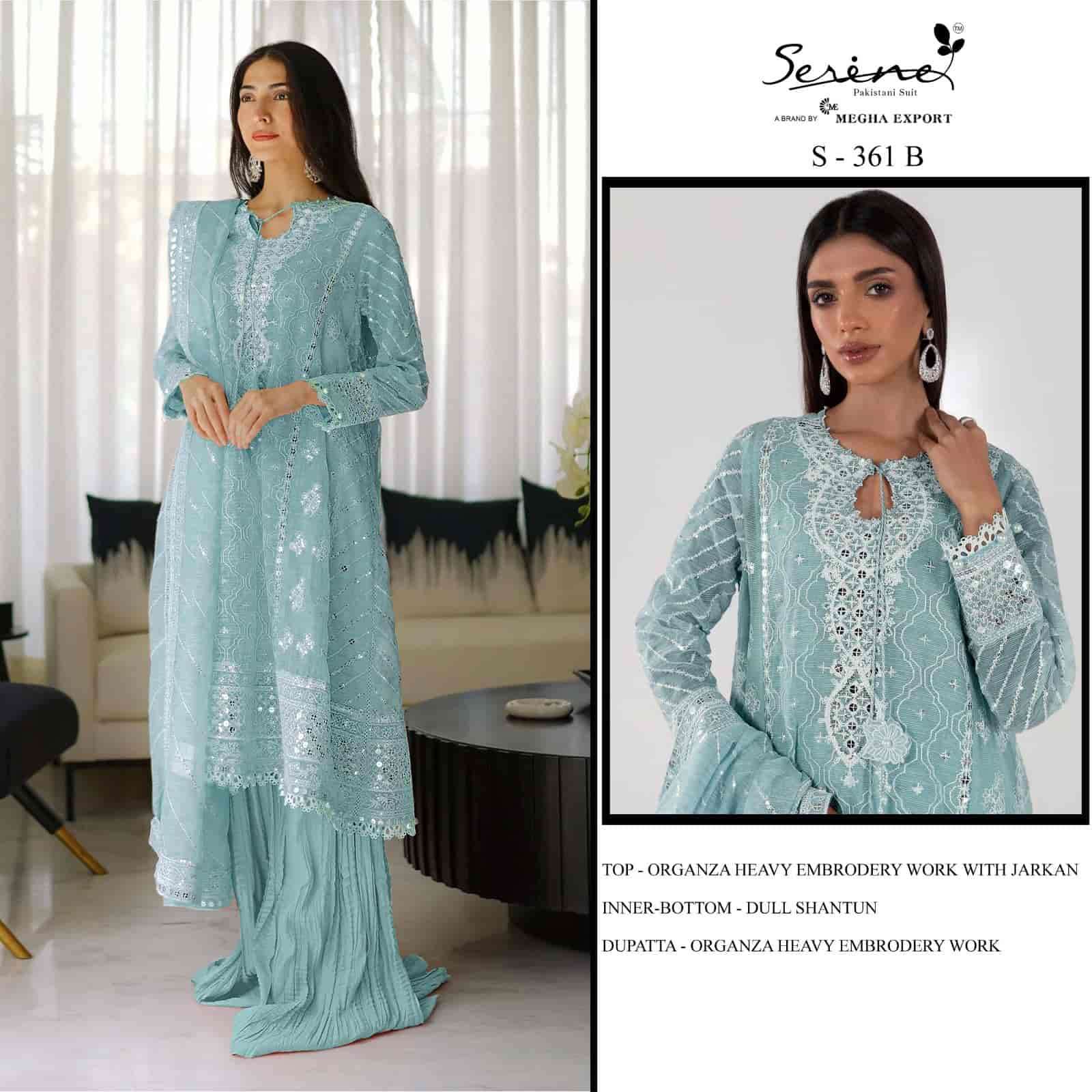 Megha Export S 361 Colors Pakistani Style Designer Organza Suit Wholesalers view 2