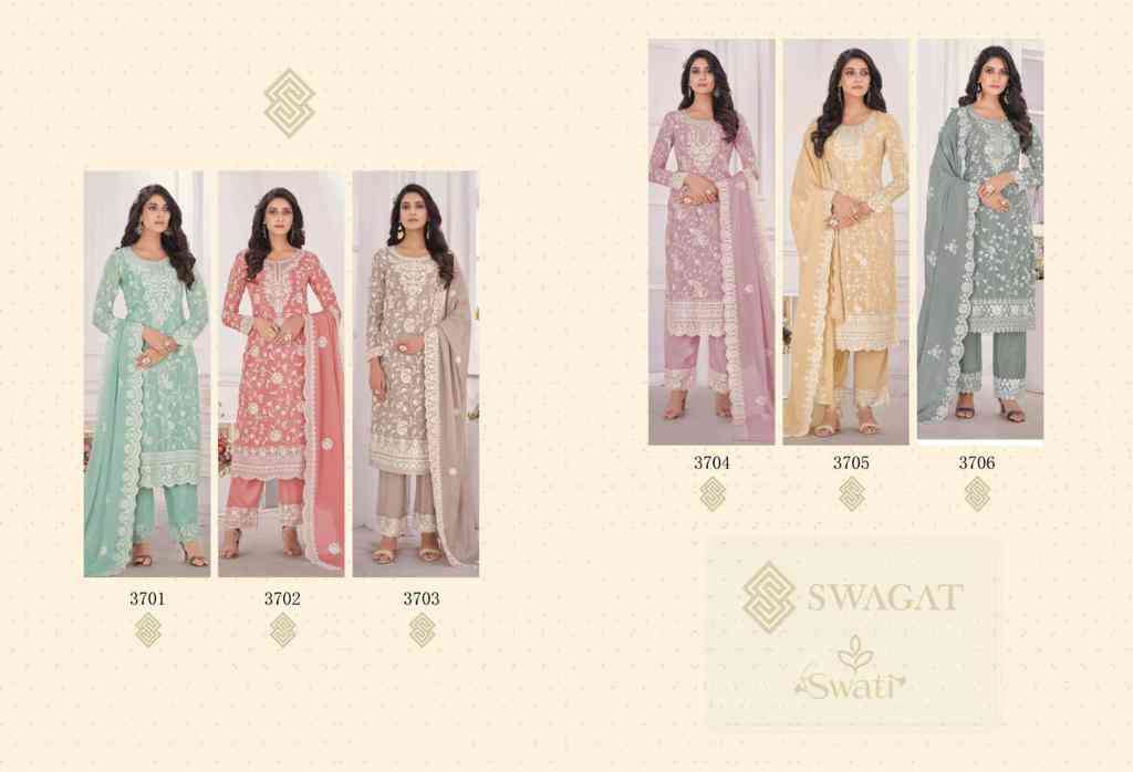 Swagat Swati 3701 To 3706 Festive Wear Straight Salwar Suit New Collection view 11