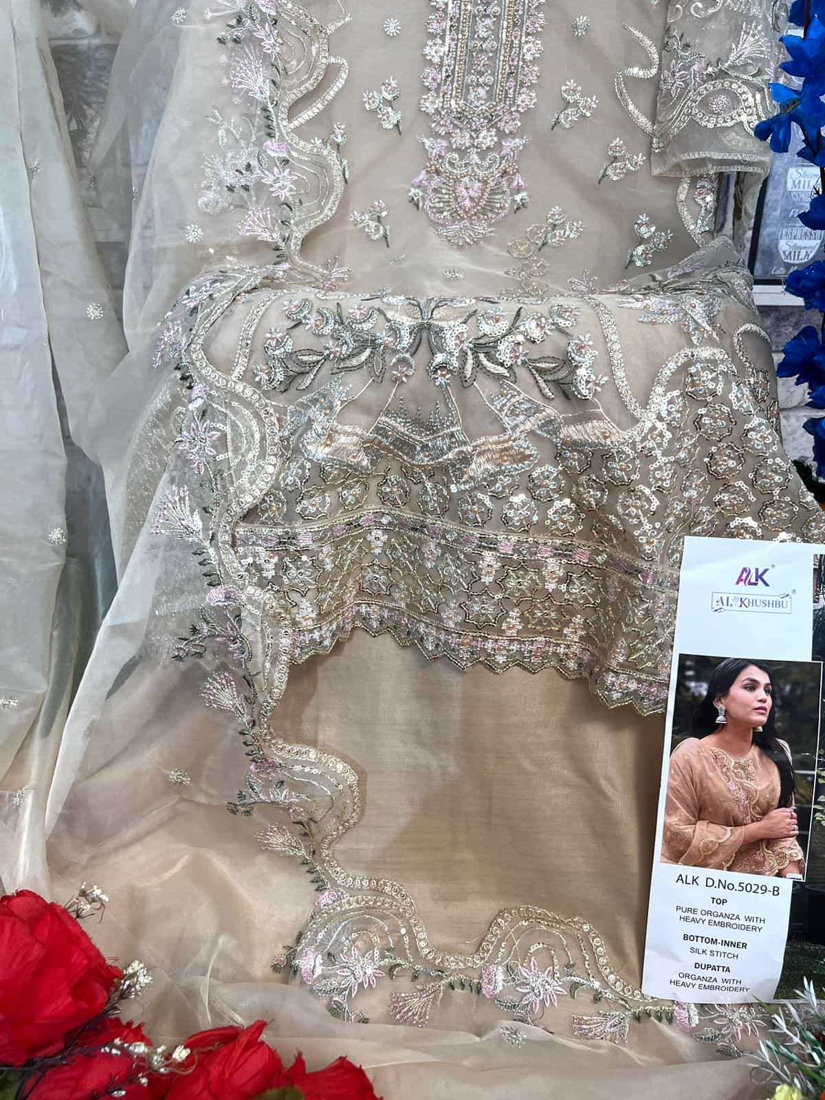 Al Khushbu 5029 B Fancy Designer Embroidered Unstitched Dress Collection view 3
