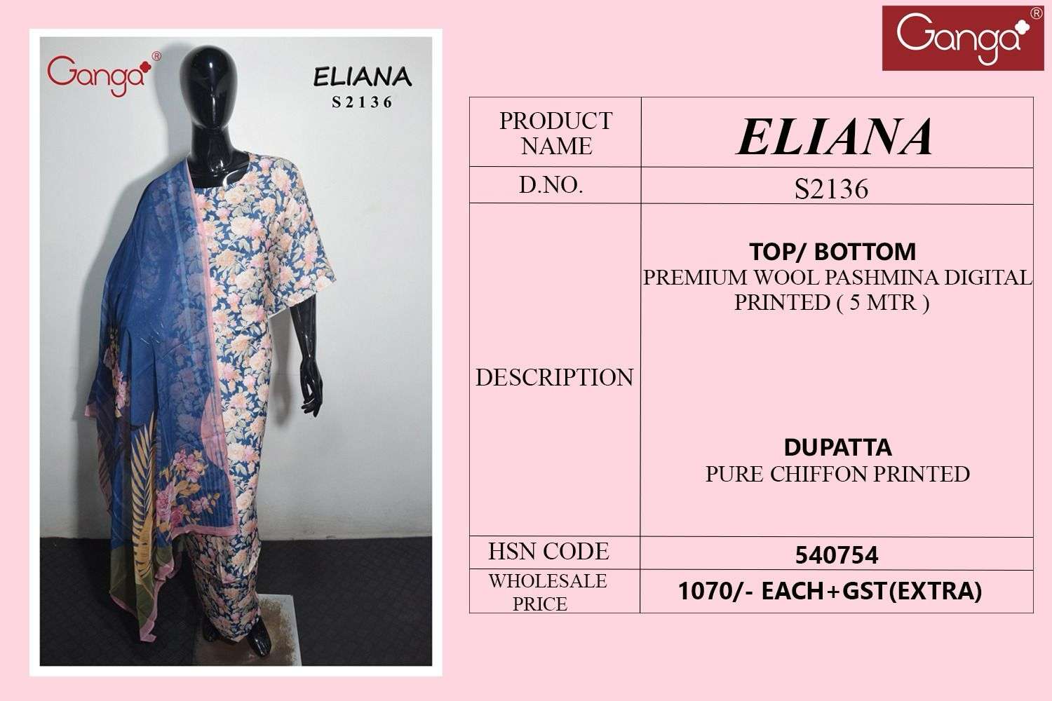 Ganga Eliana Digital Print Pashmina Branded Winter Suits view 4