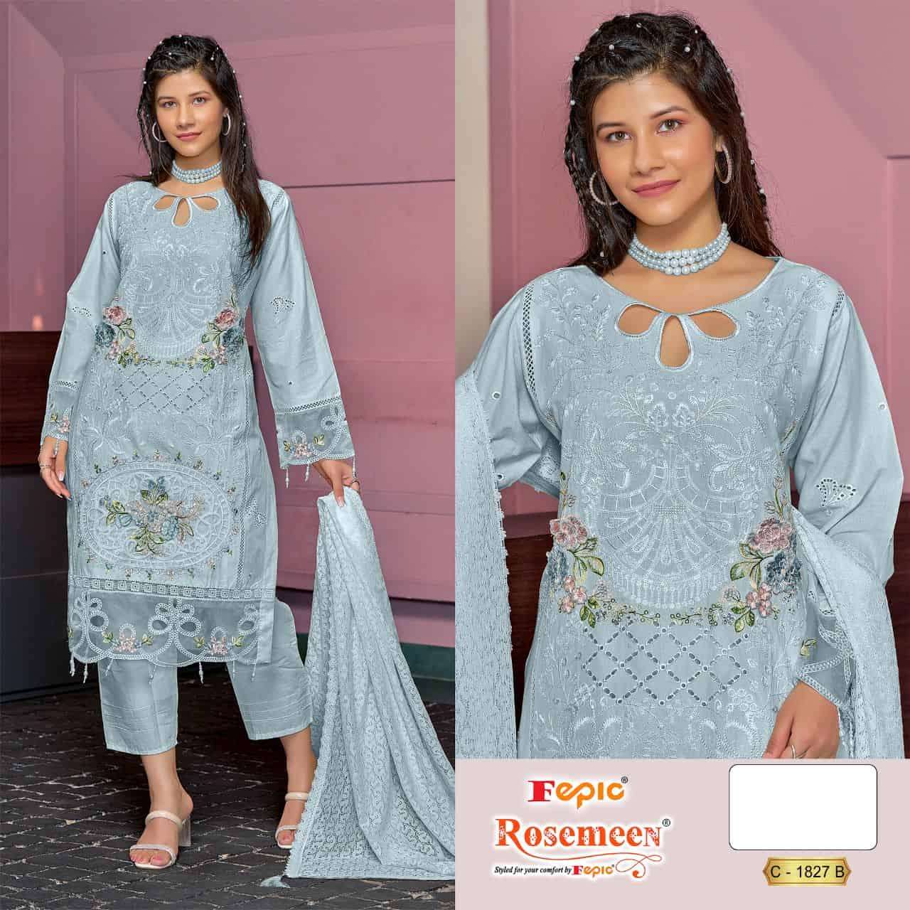Fepic C 1827 B Exclusive Designer Embroidery Pakistani Cotton Suit Collection