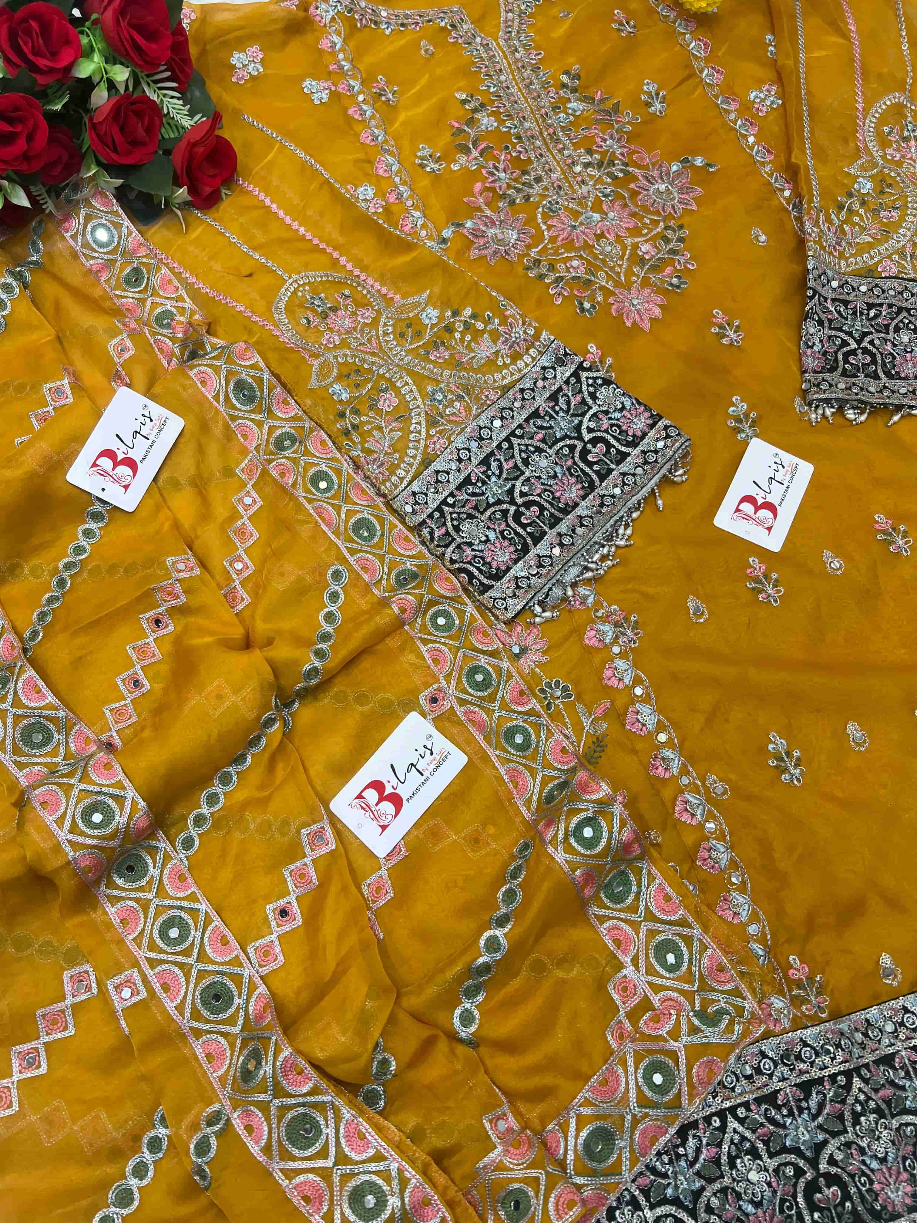 Bilqis B-09 Embroidered Organza Pakistani Suit view 3