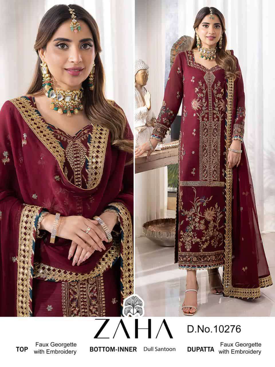 Zaha 10276 Festive Embroidered Designer Suit view 3