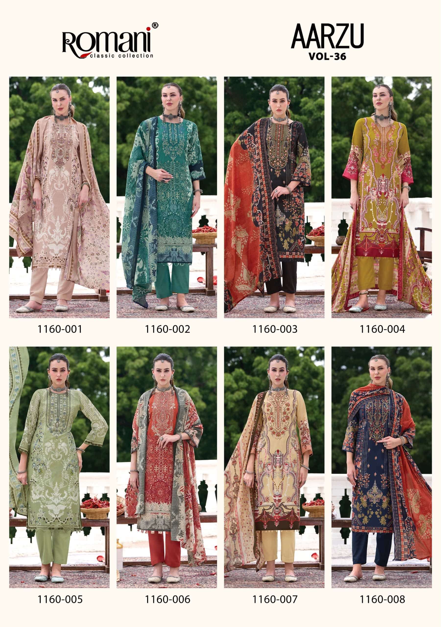 Romani Aarzu Vol 36 Heavy Embroidered Cotton Dress Material view 9