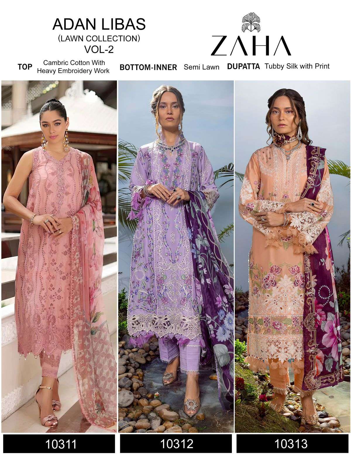 Zaha Adan Libas Lawn Collection Vol 2 Heavy Embroidered Pakistani Suit view 6