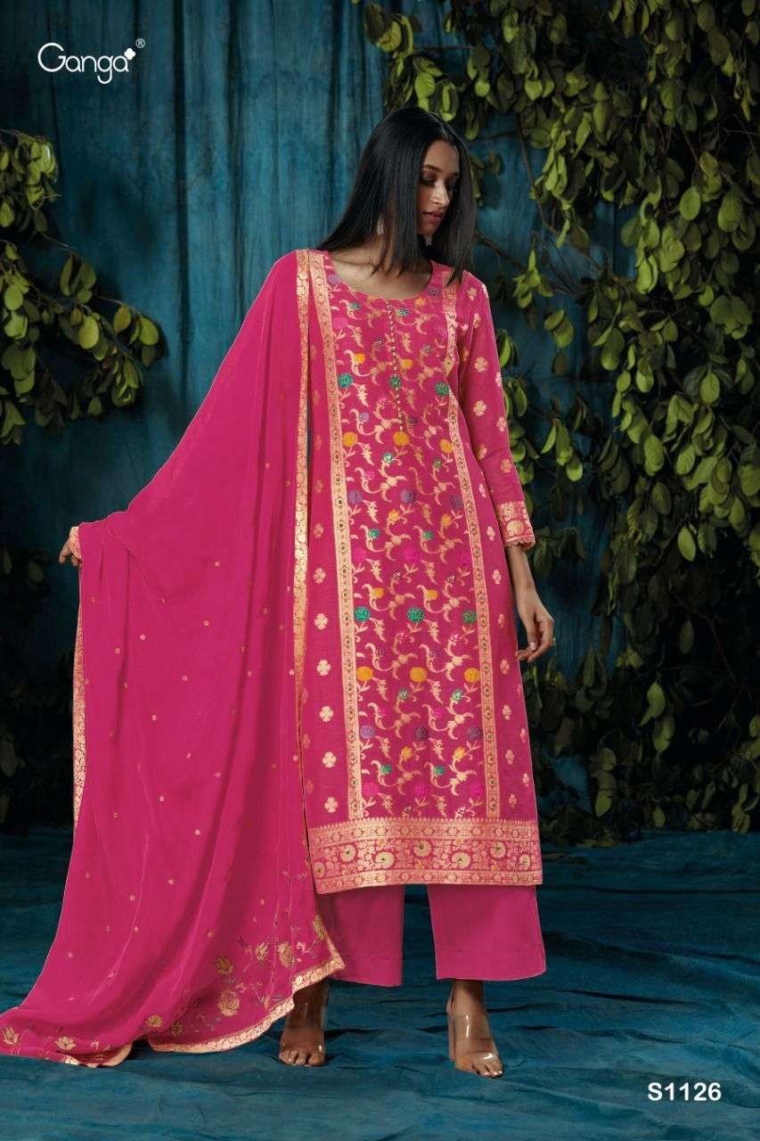 Ganga Lashya 1126 Banarasi Silk Salwar Kameez view 2