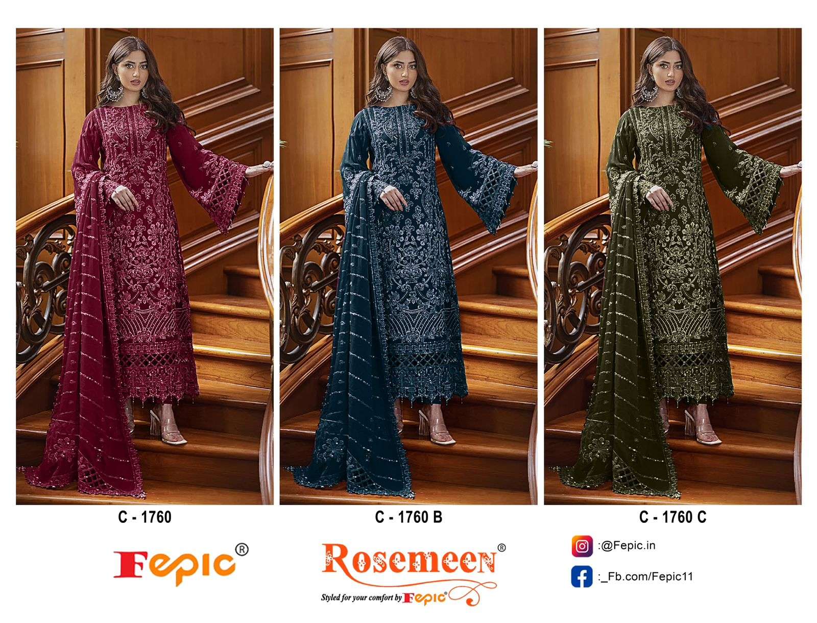Fepic C 1760 Colors Partywear Designs Pakistani Suit Latest Collection view 4