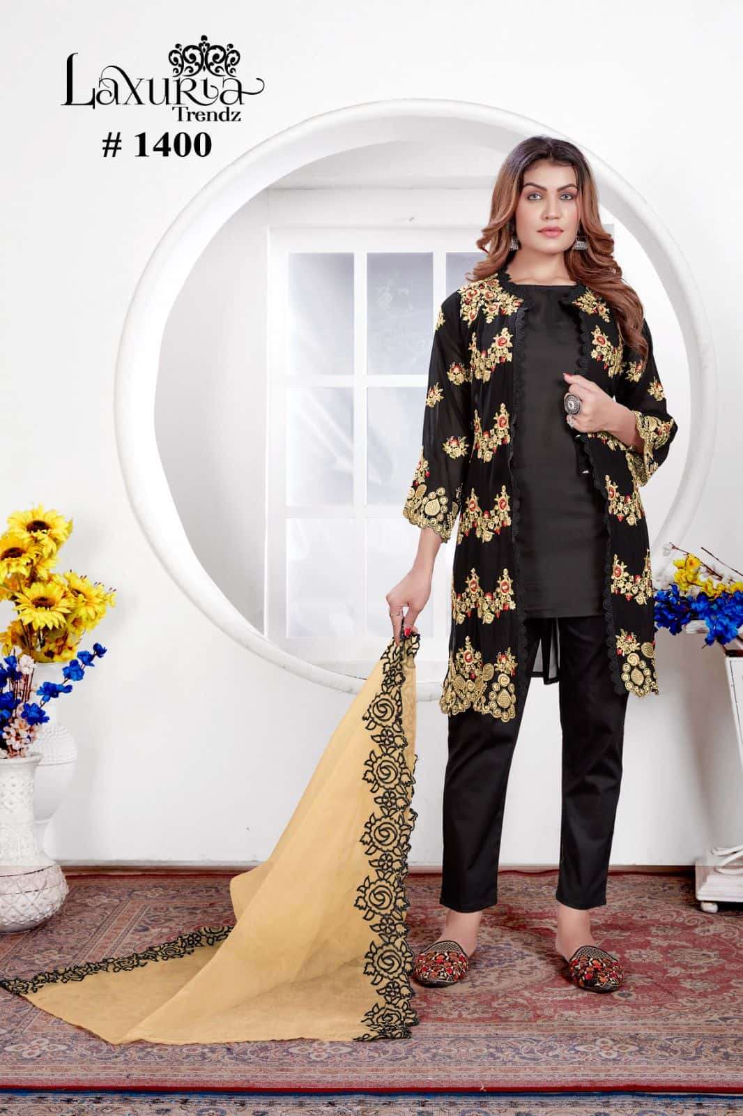 Laxuria Trends 1400 Latest Fancy Designer Ethnic Wear Kurti Bottom Dupatta Set Exporter view 4